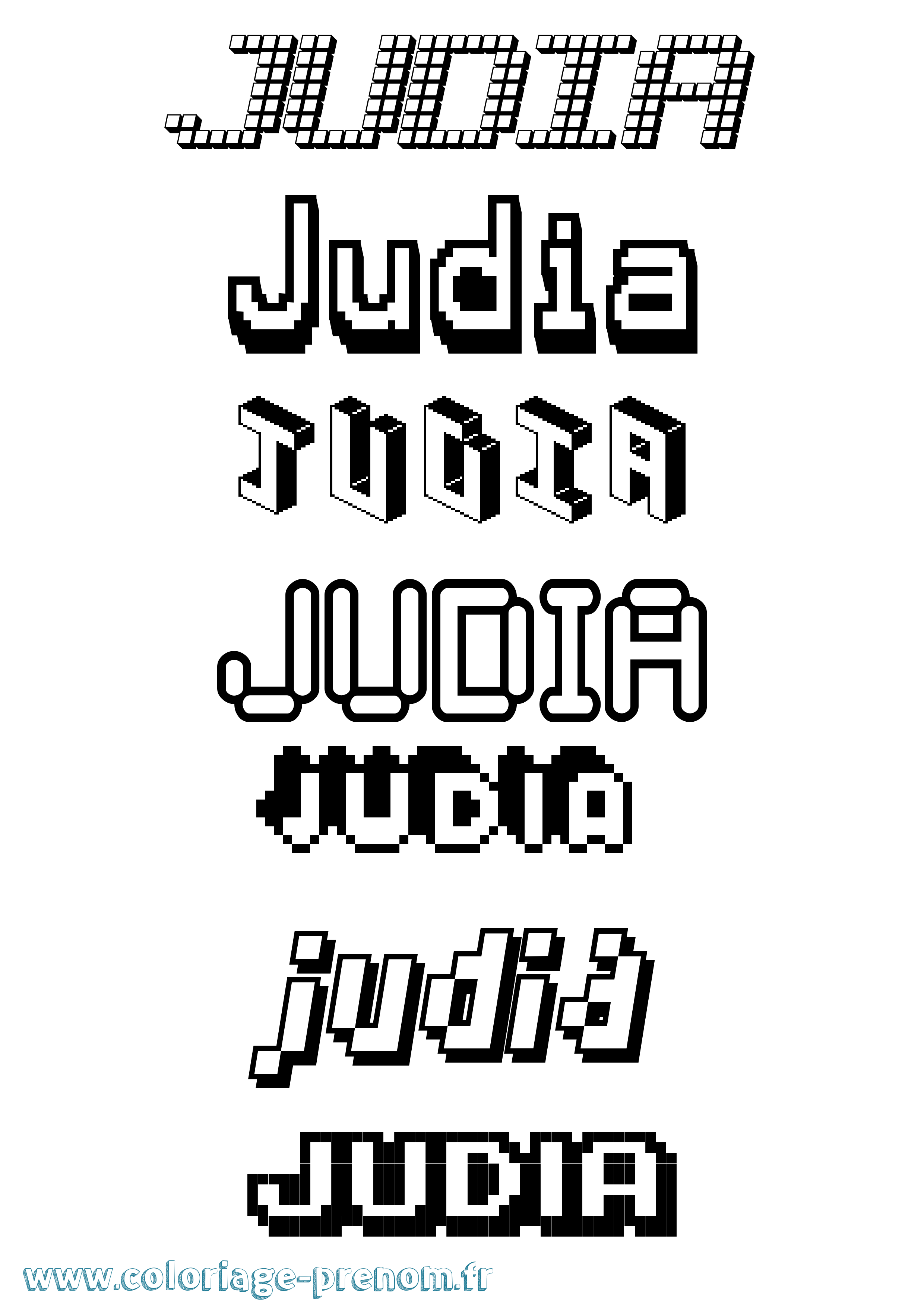 Coloriage Judia Pixel Coloriage prénom Judia Pixel