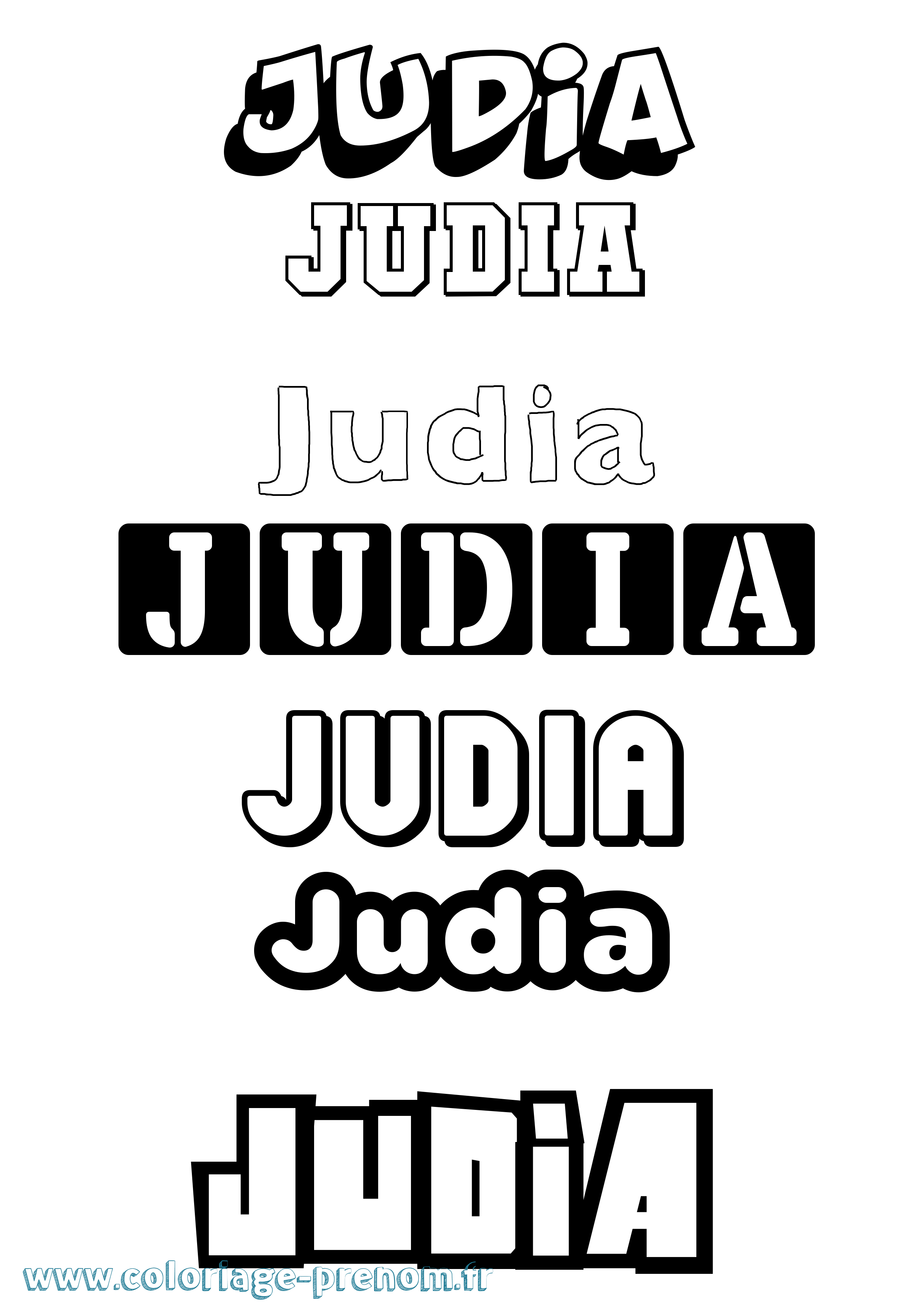 Coloriage Judia Simple Coloriage prénom Judia Simple