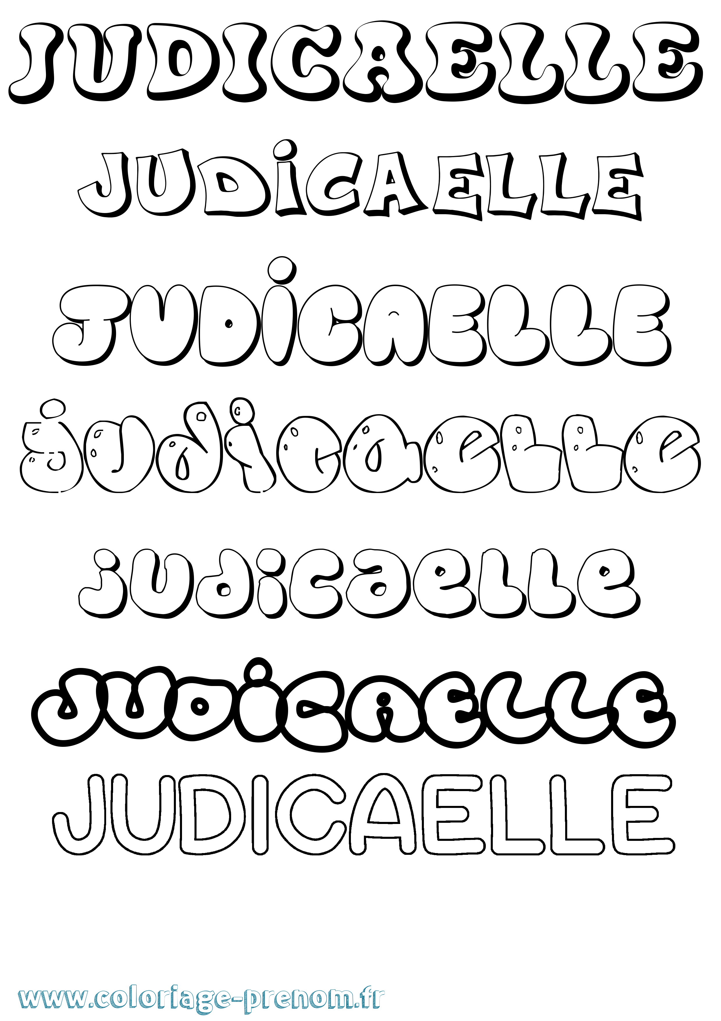 Coloriage Judicaelle Bubble Coloriage prénom Judicaelle Bubble
