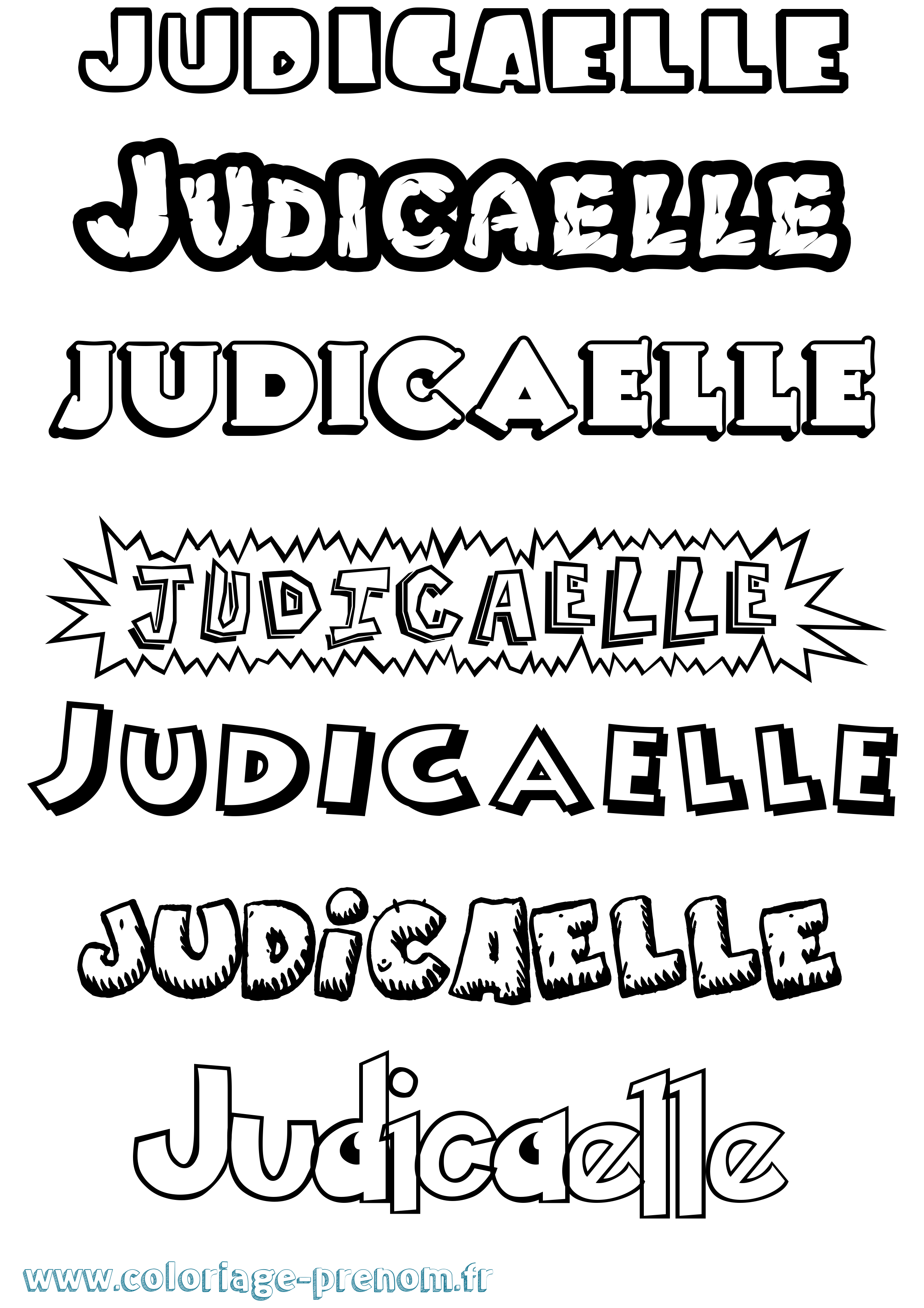 Coloriage Judicaelle Dessin Animé Coloriage prénom Judicaelle Dessin Animé