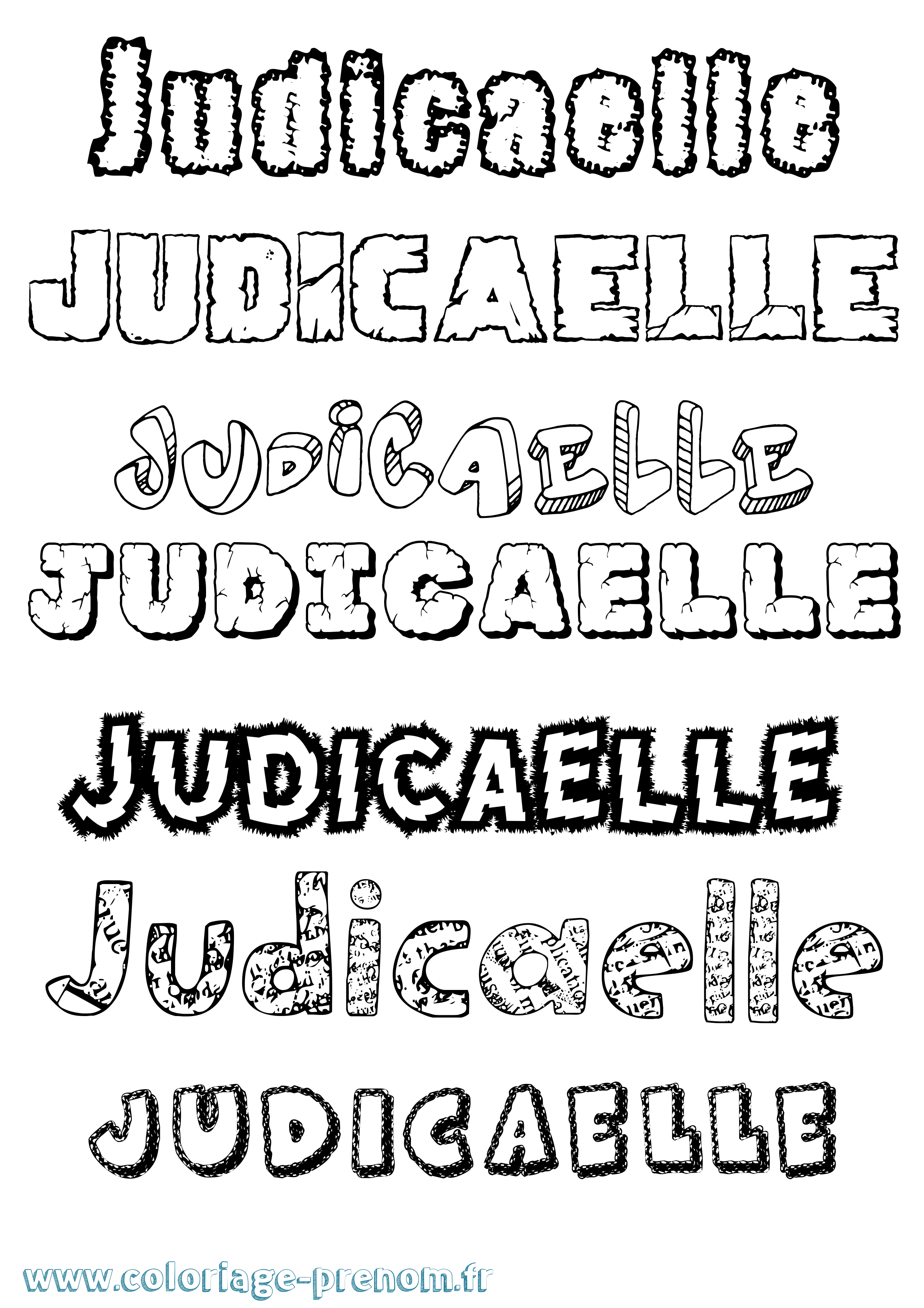 Coloriage Judicaelle Destructuré Coloriage prénom Judicaelle Destructuré