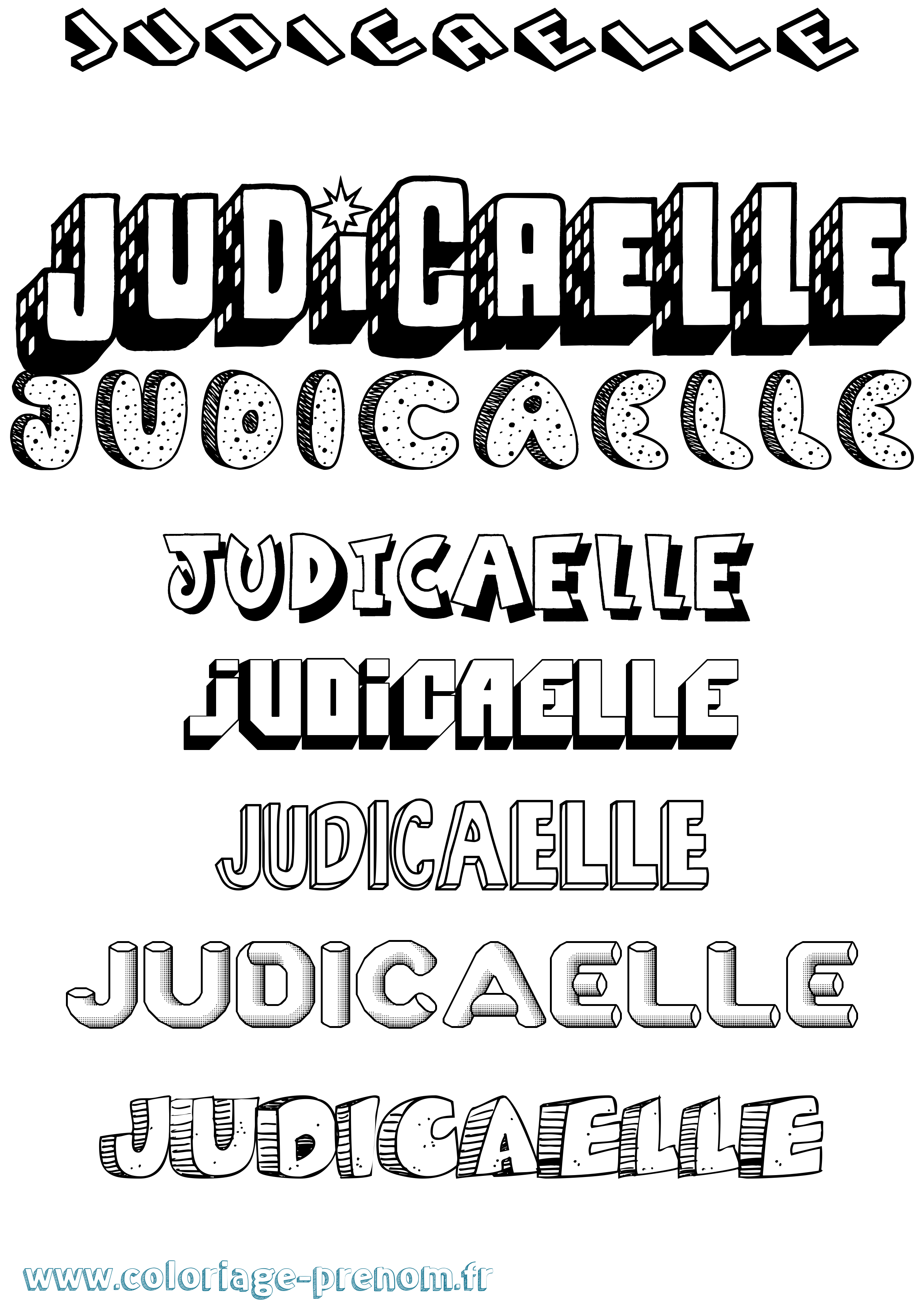 Coloriage Judicaelle Effet 3D Coloriage prénom Judicaelle Effet 3D