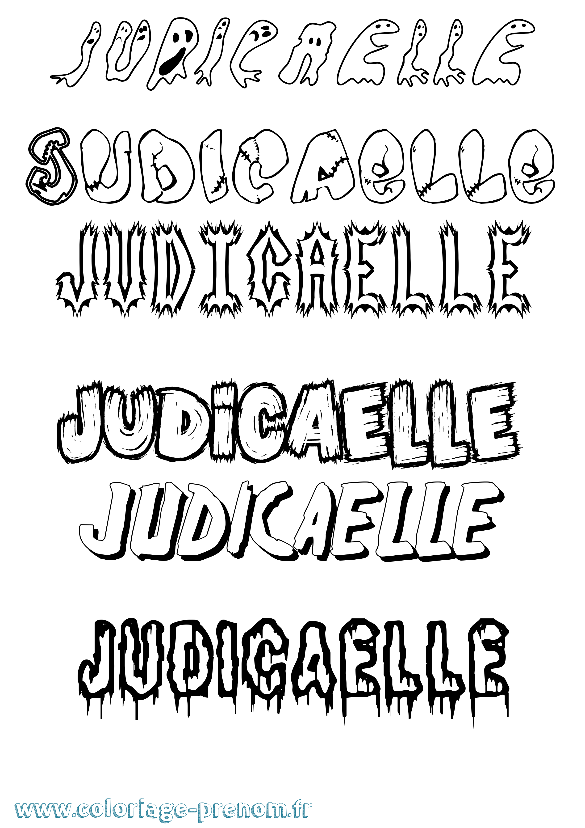 Coloriage Judicaelle Frisson Coloriage prénom Judicaelle Frisson