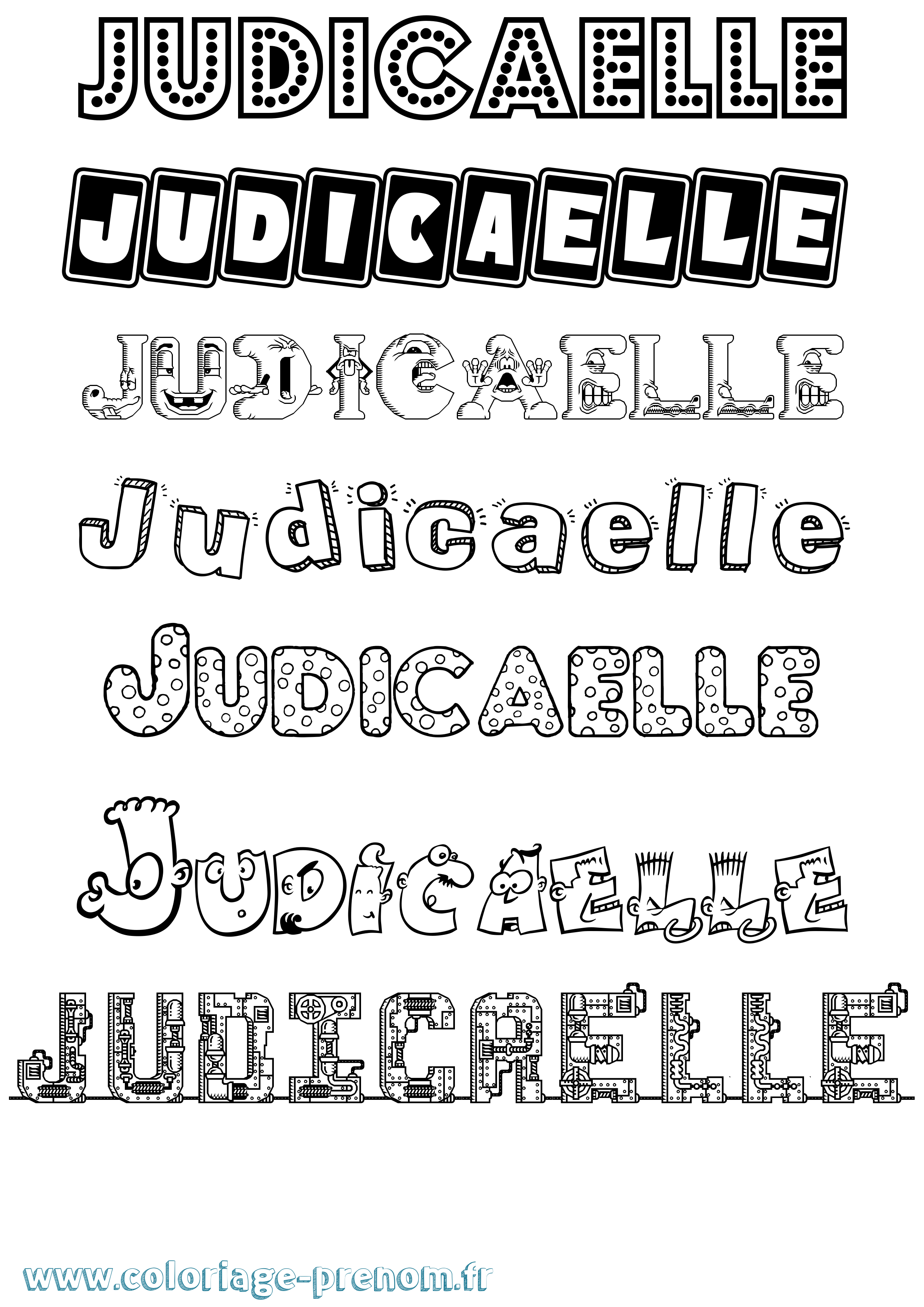 Coloriage Judicaelle Fun Coloriage prénom Judicaelle Fun