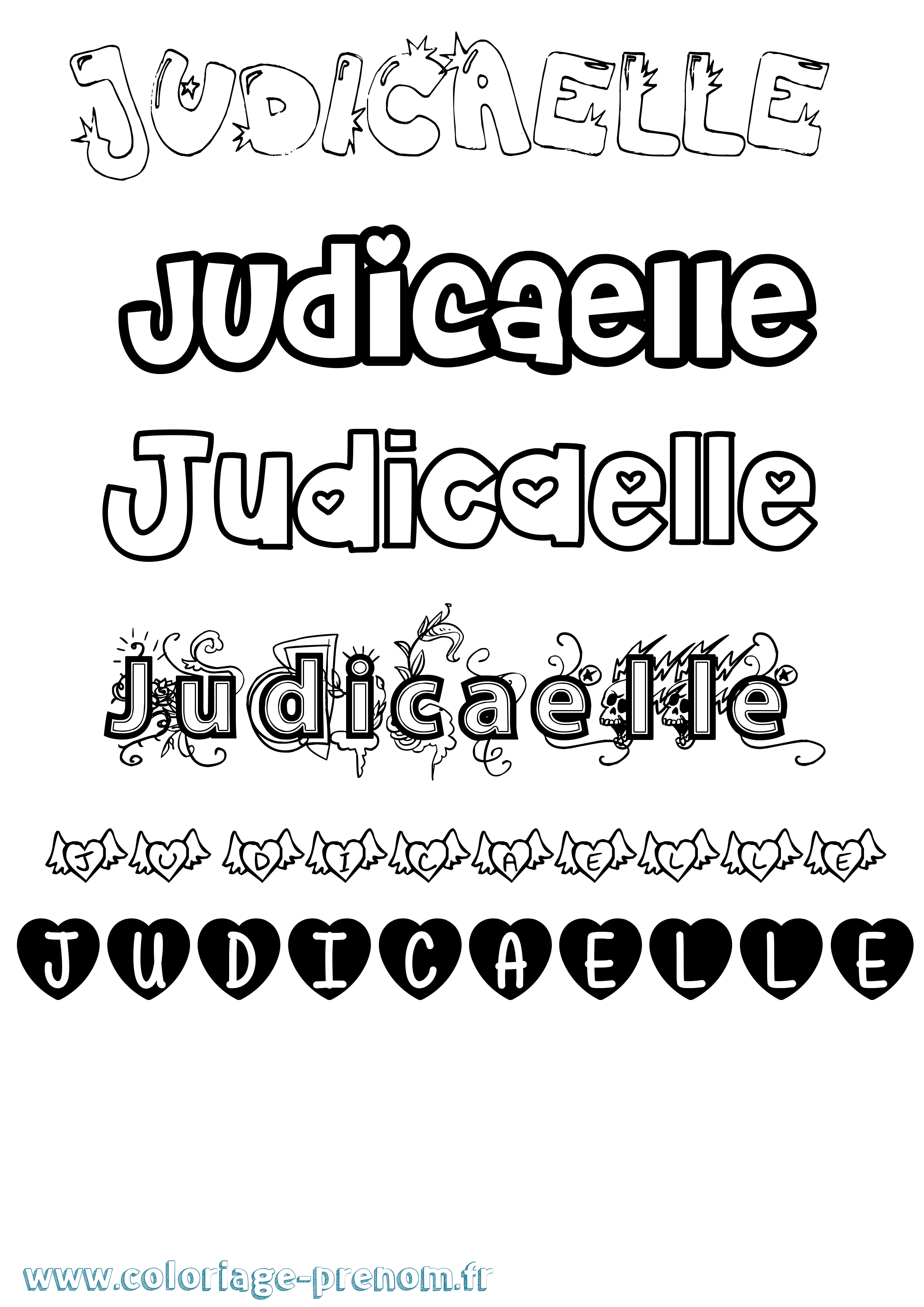 Coloriage Judicaelle Girly Coloriage prénom Judicaelle Girly