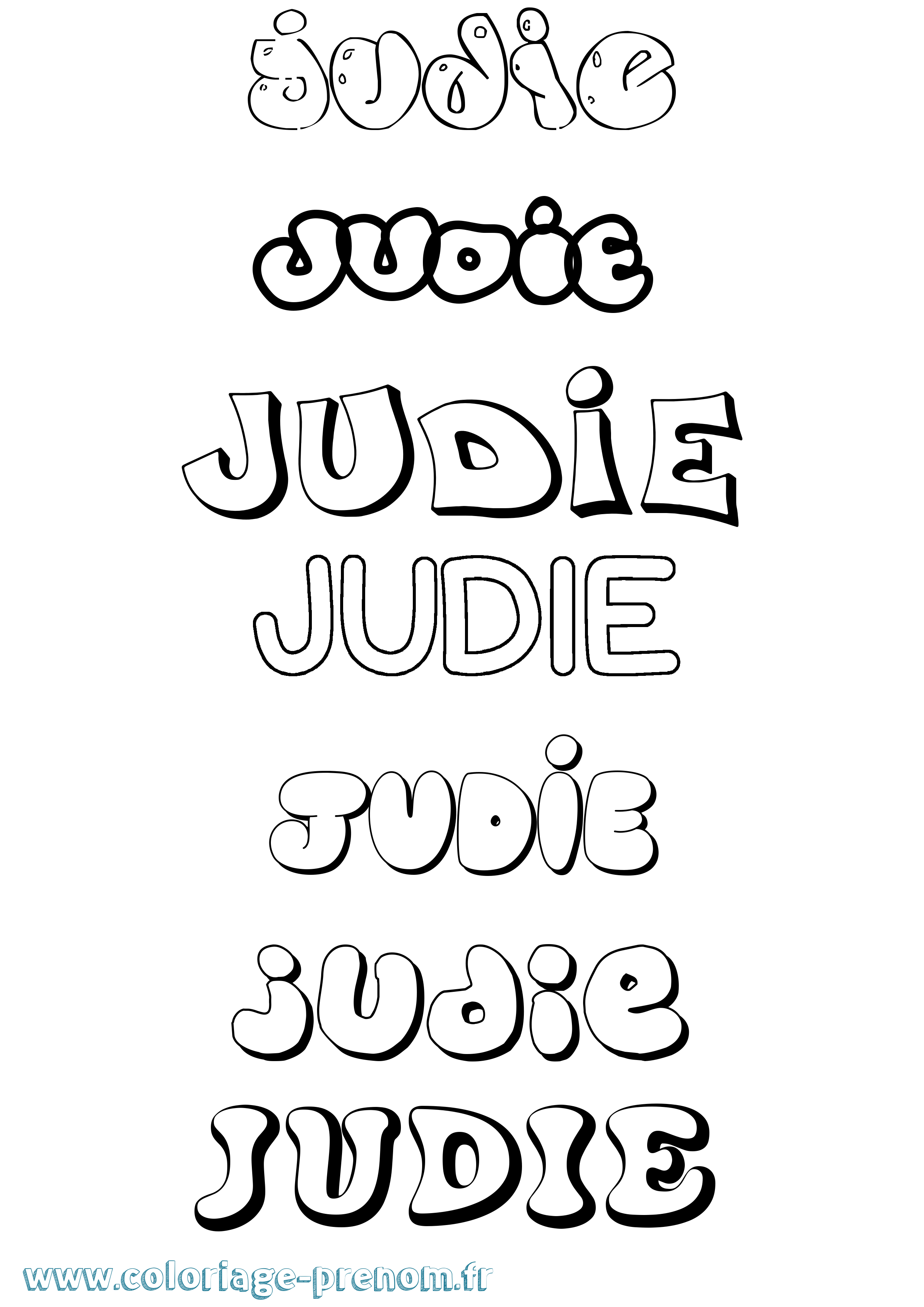 Coloriage Judie Bubble Coloriage prénom Judie Bubble