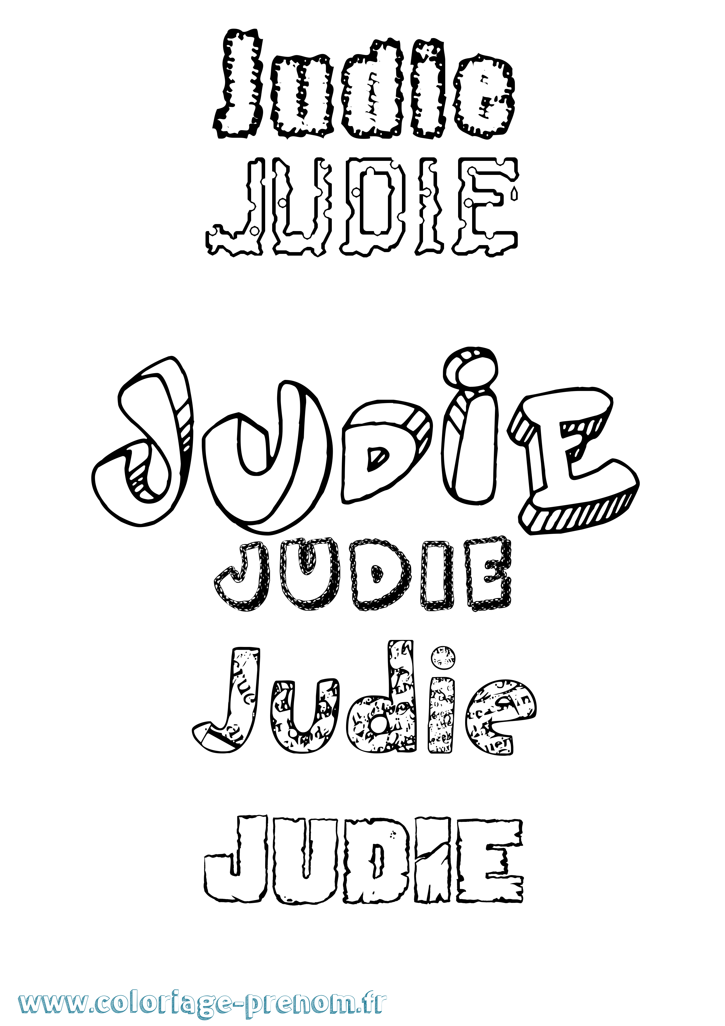 Coloriage Judie Destructuré Coloriage prénom Judie Destructuré