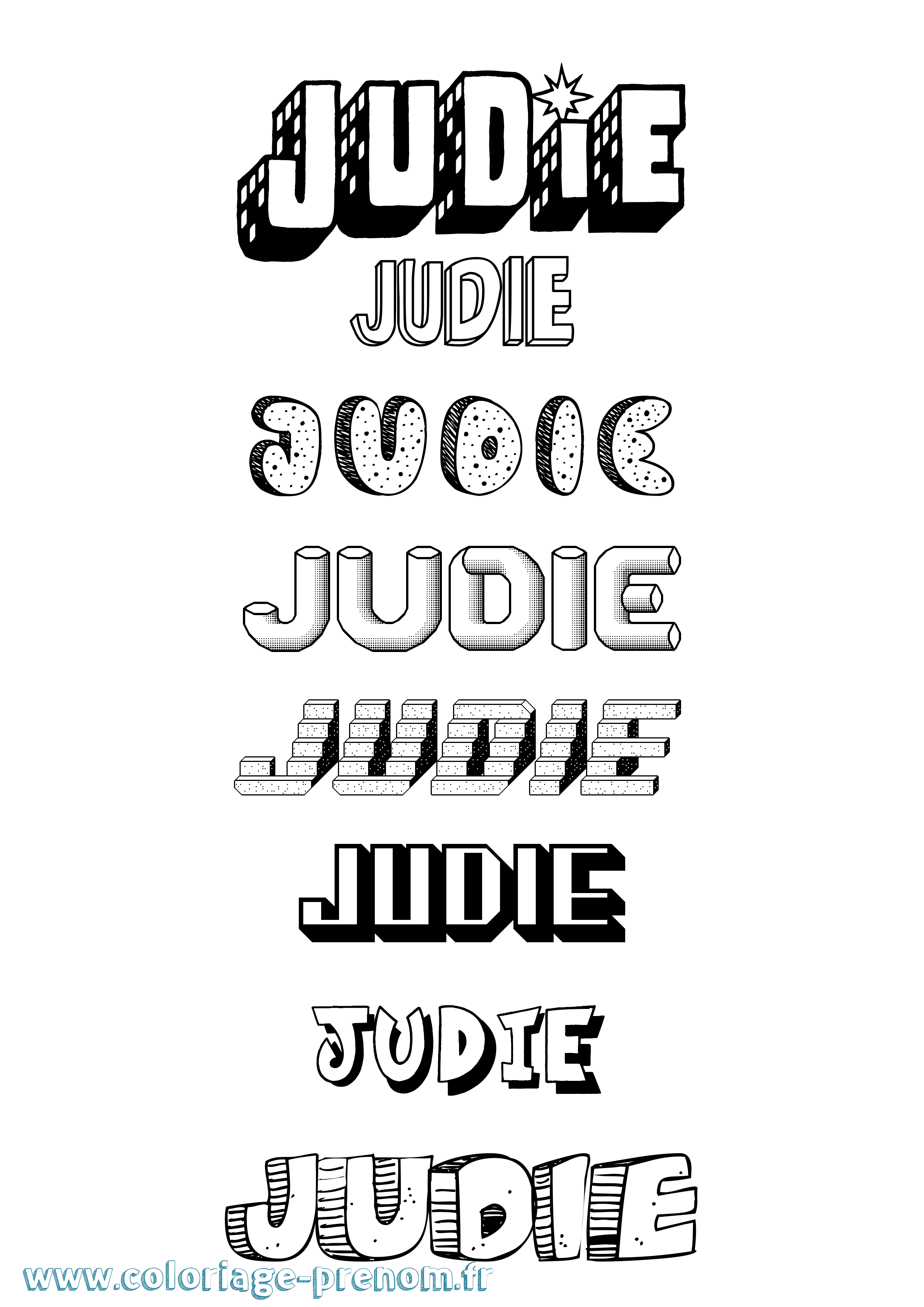 Coloriage Judie Effet 3D Coloriage prénom Judie Effet 3D