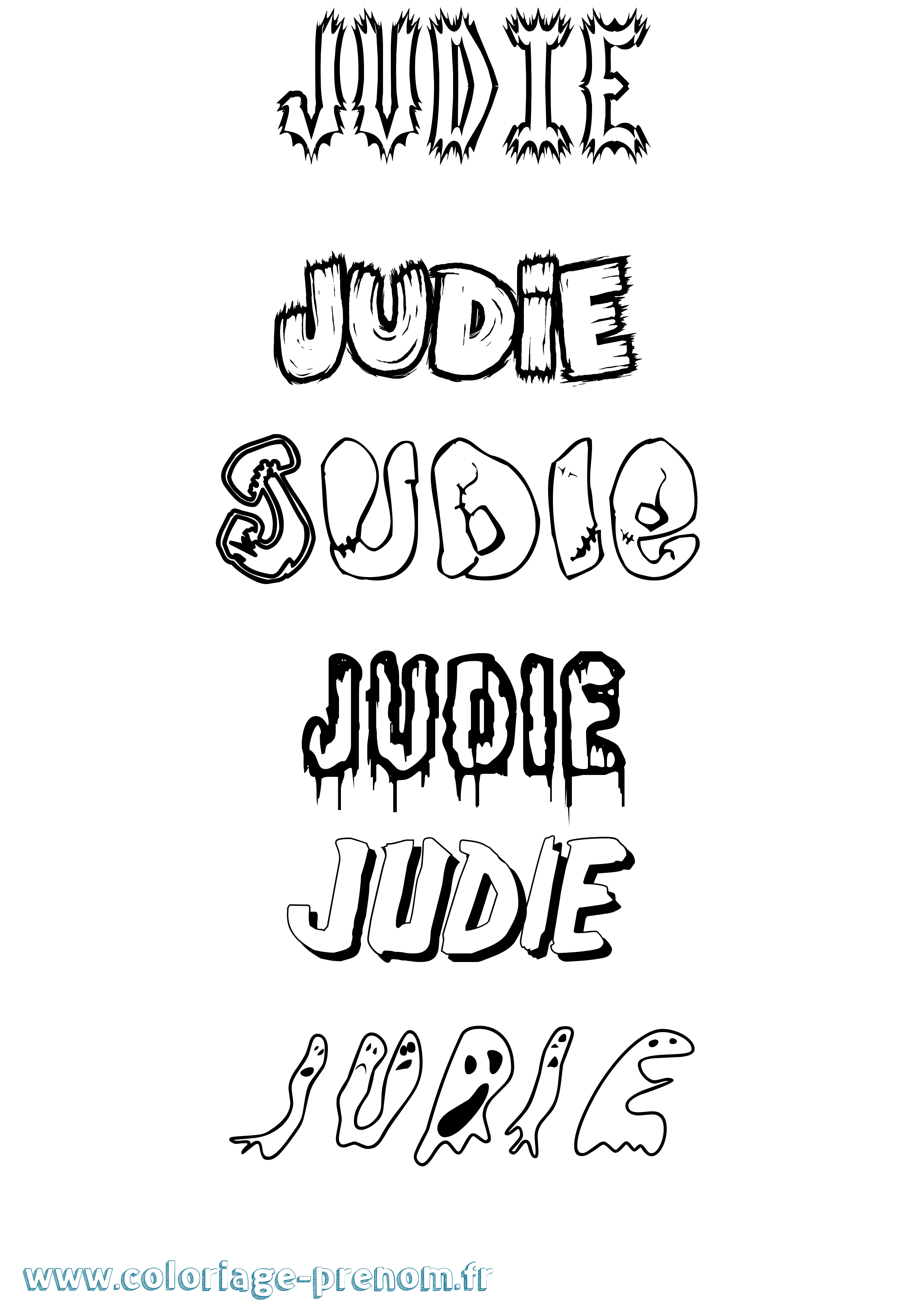 Coloriage Judie Frisson Coloriage prénom Judie Frisson