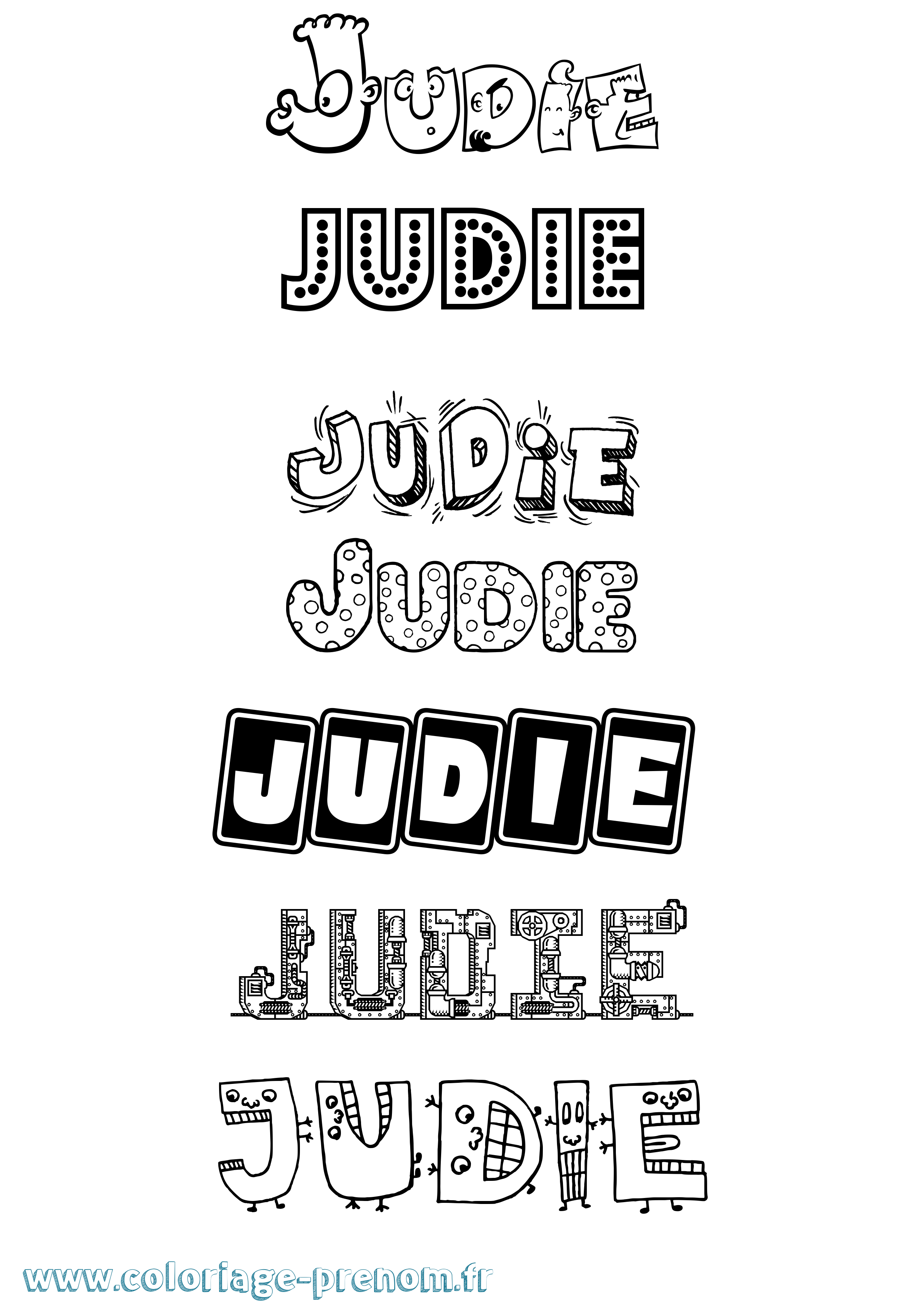Coloriage Judie Fun Coloriage prénom Judie Fun