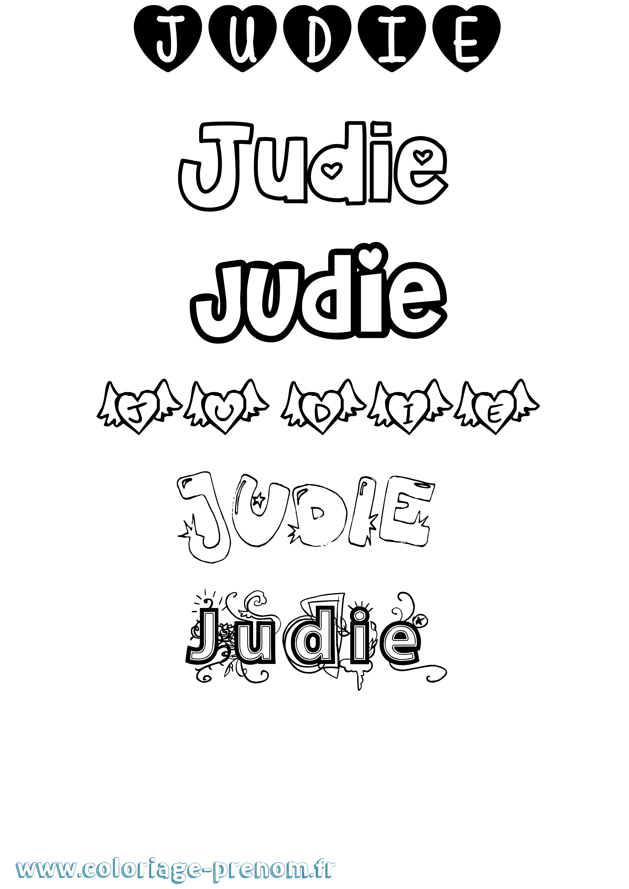 Coloriage Judie Girly Coloriage prénom Judie Girly