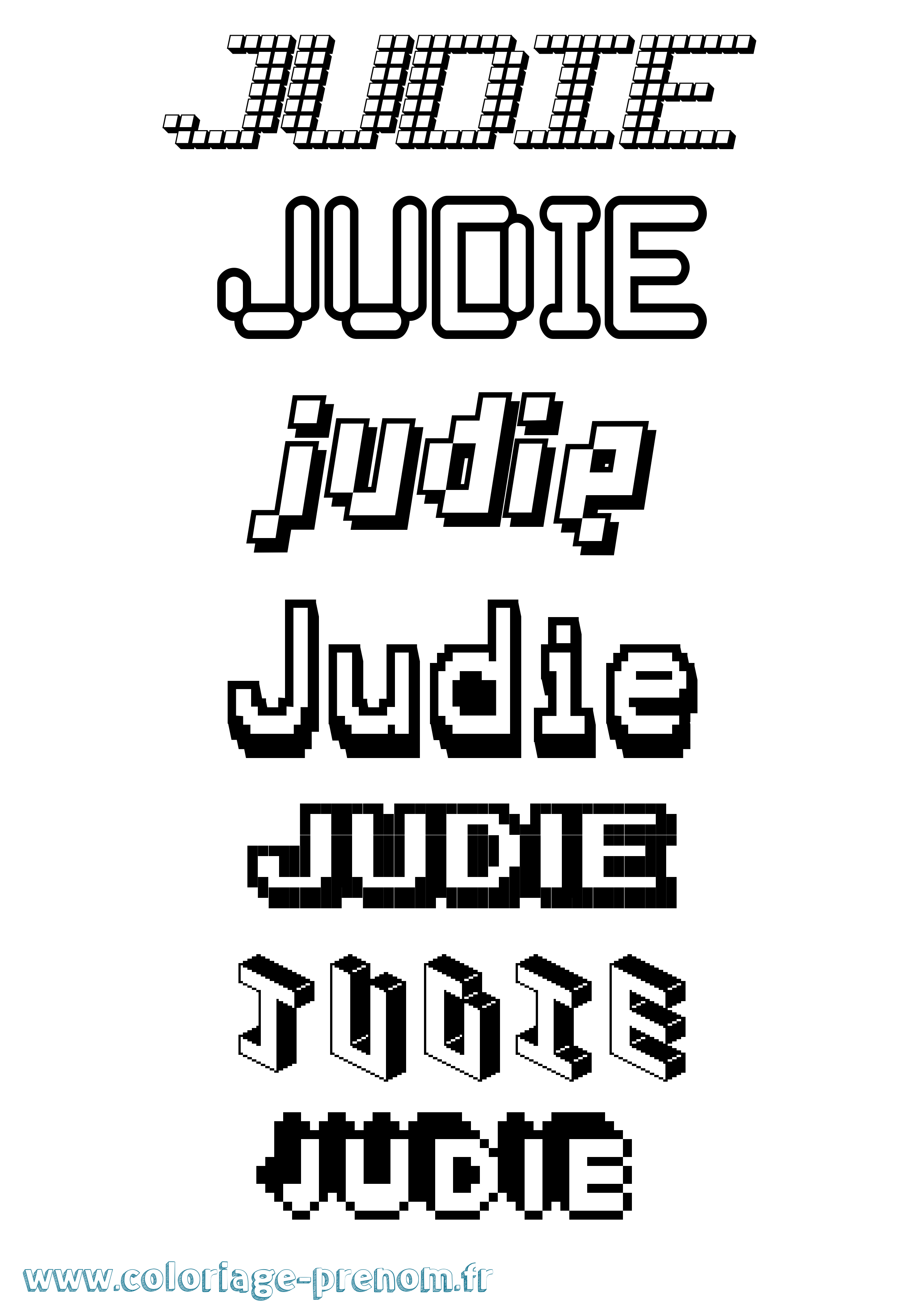 Coloriage Judie Pixel Coloriage prénom Judie Pixel