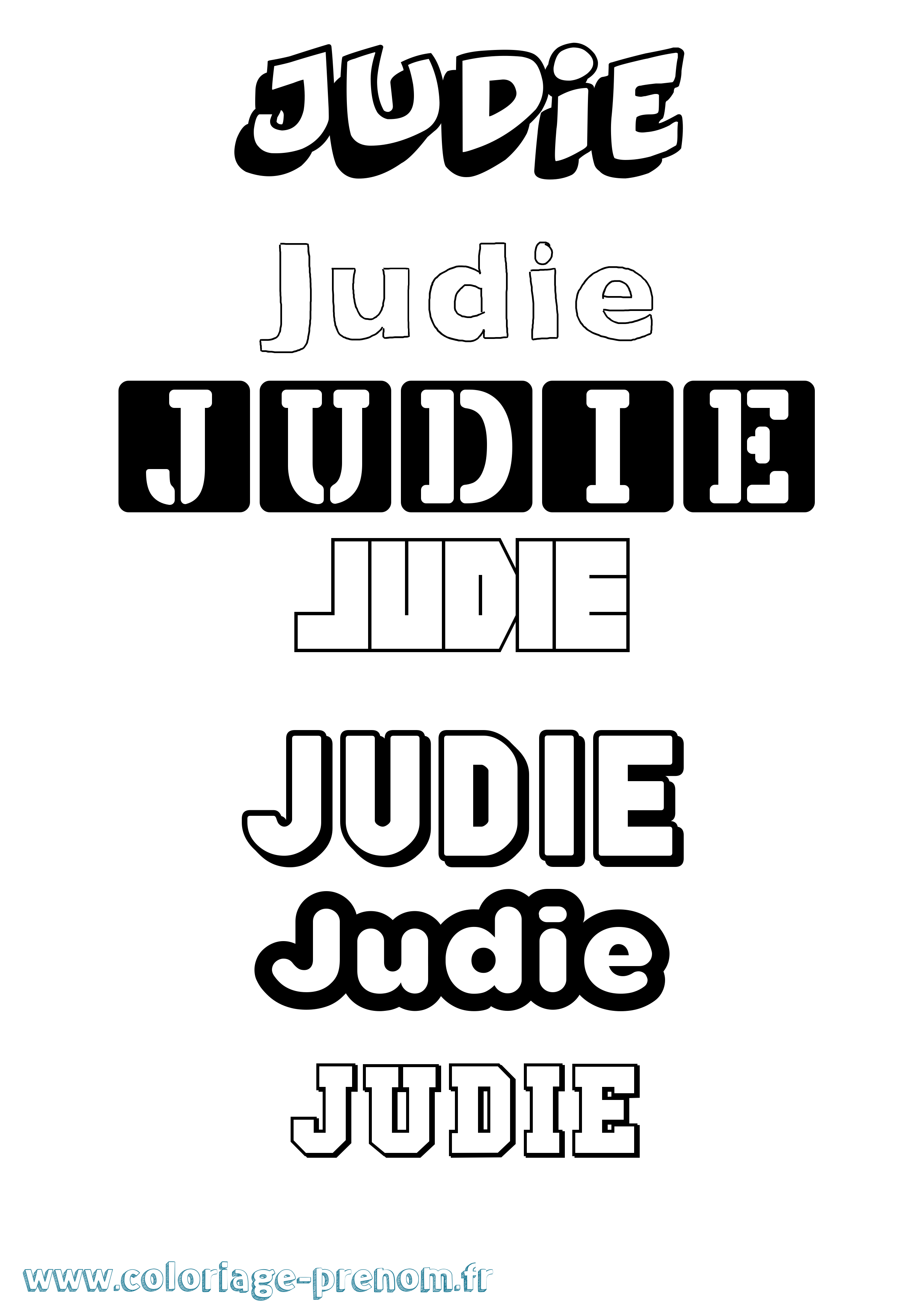 Coloriage Judie Simple Coloriage prénom Judie Simple