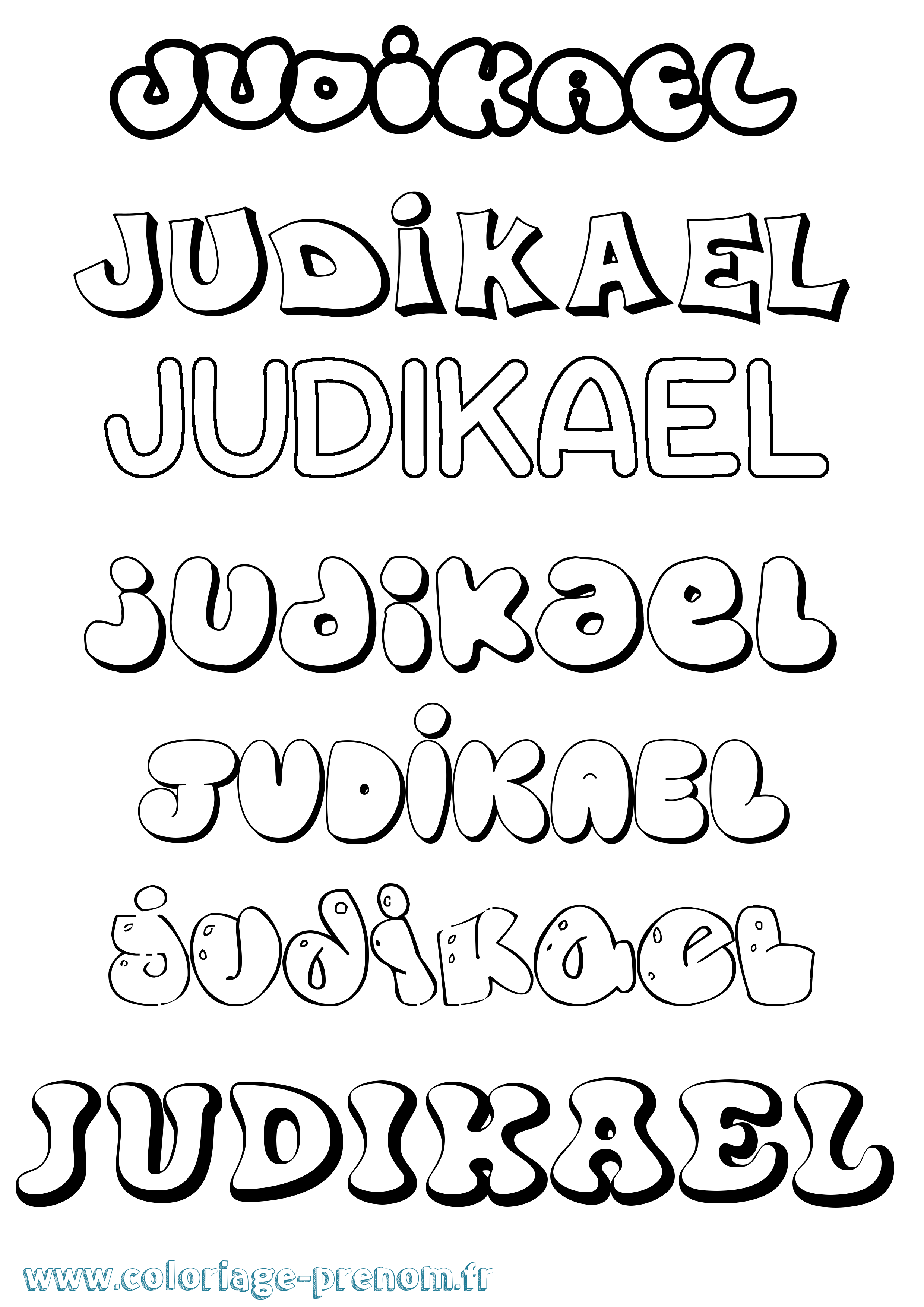 Coloriage Judikael Bubble Coloriage prénom Judikael Bubble