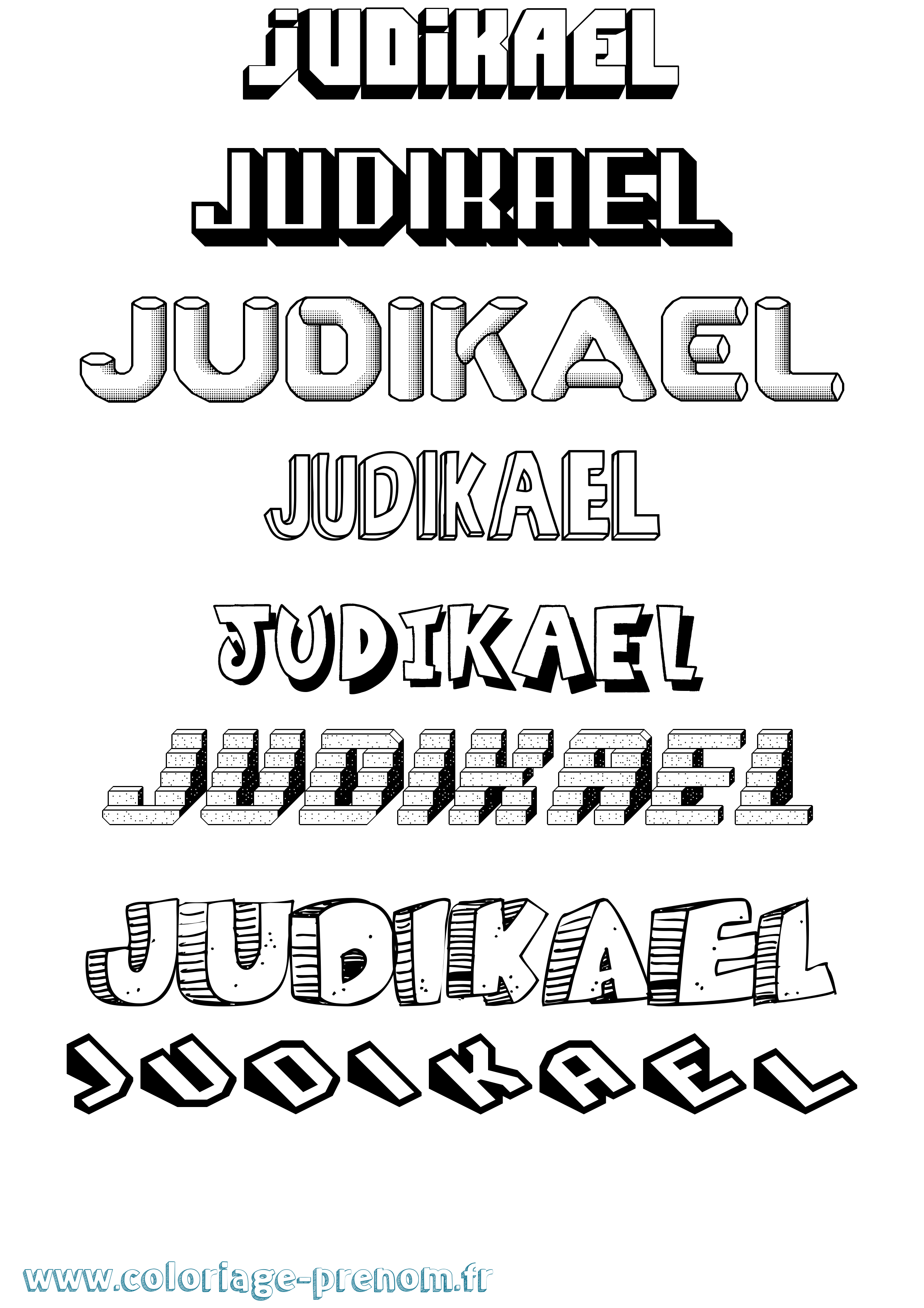 Coloriage Judikael Effet 3D Coloriage prénom Judikael Effet 3D