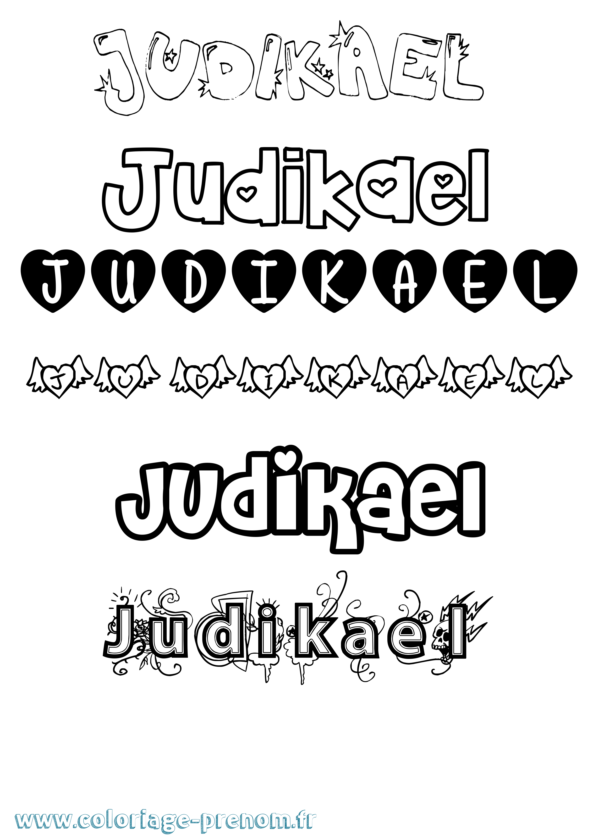 Coloriage Judikael Girly Coloriage prénom Judikael Girly