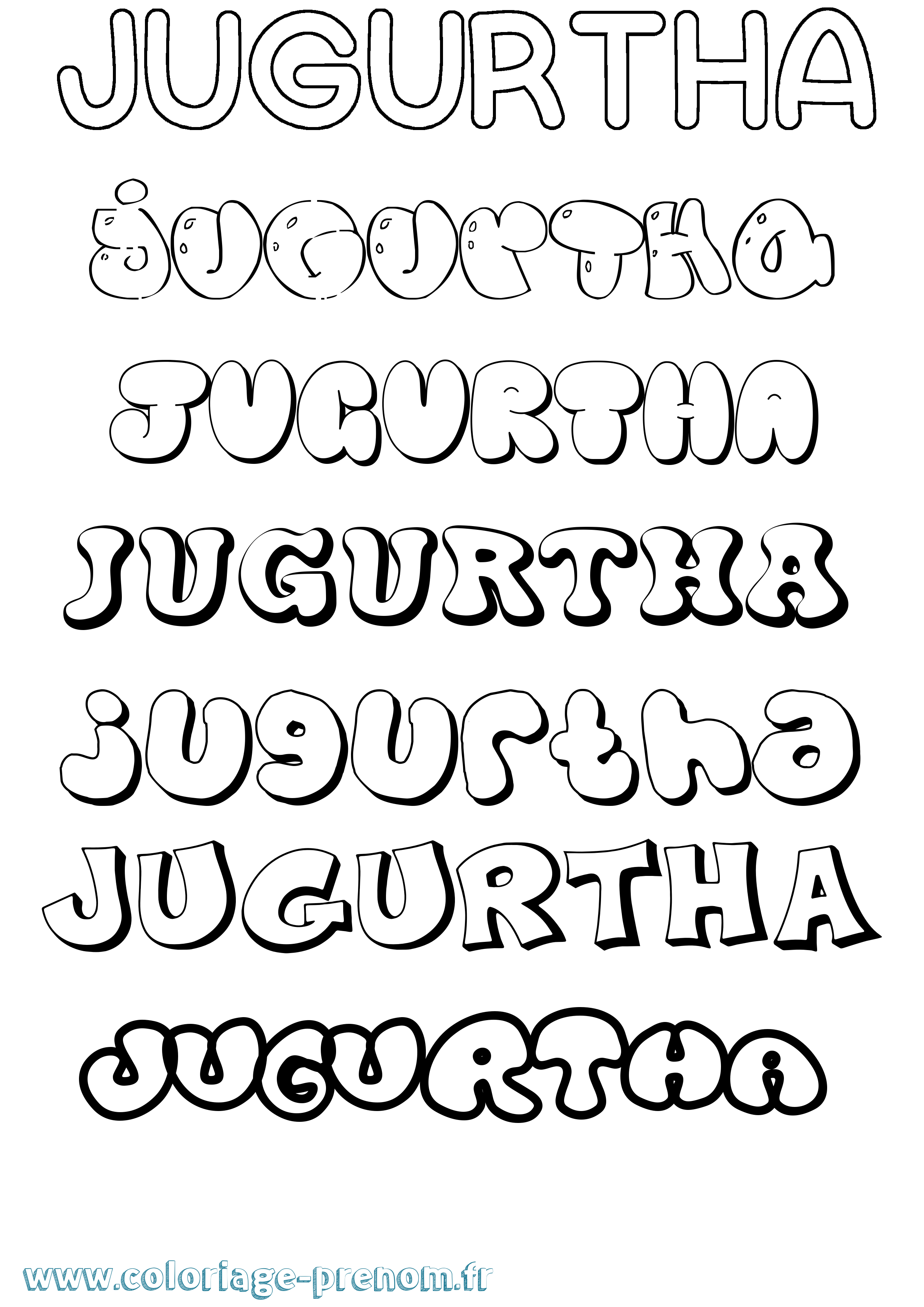 Coloriage Jugurtha Bubble Coloriage prénom Jugurtha Bubble
