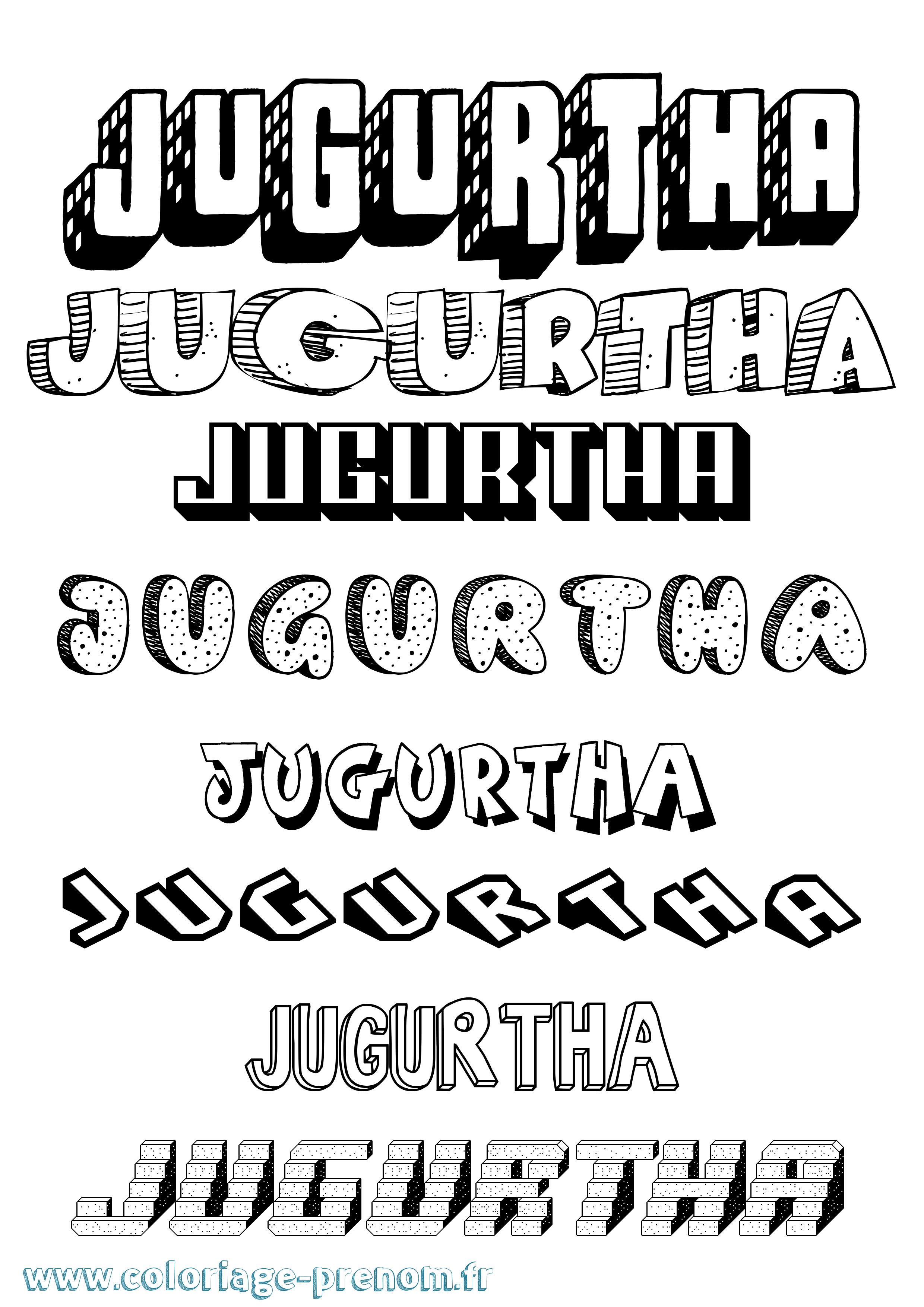 Coloriage Jugurtha Effet 3D Coloriage prénom Jugurtha Effet 3D