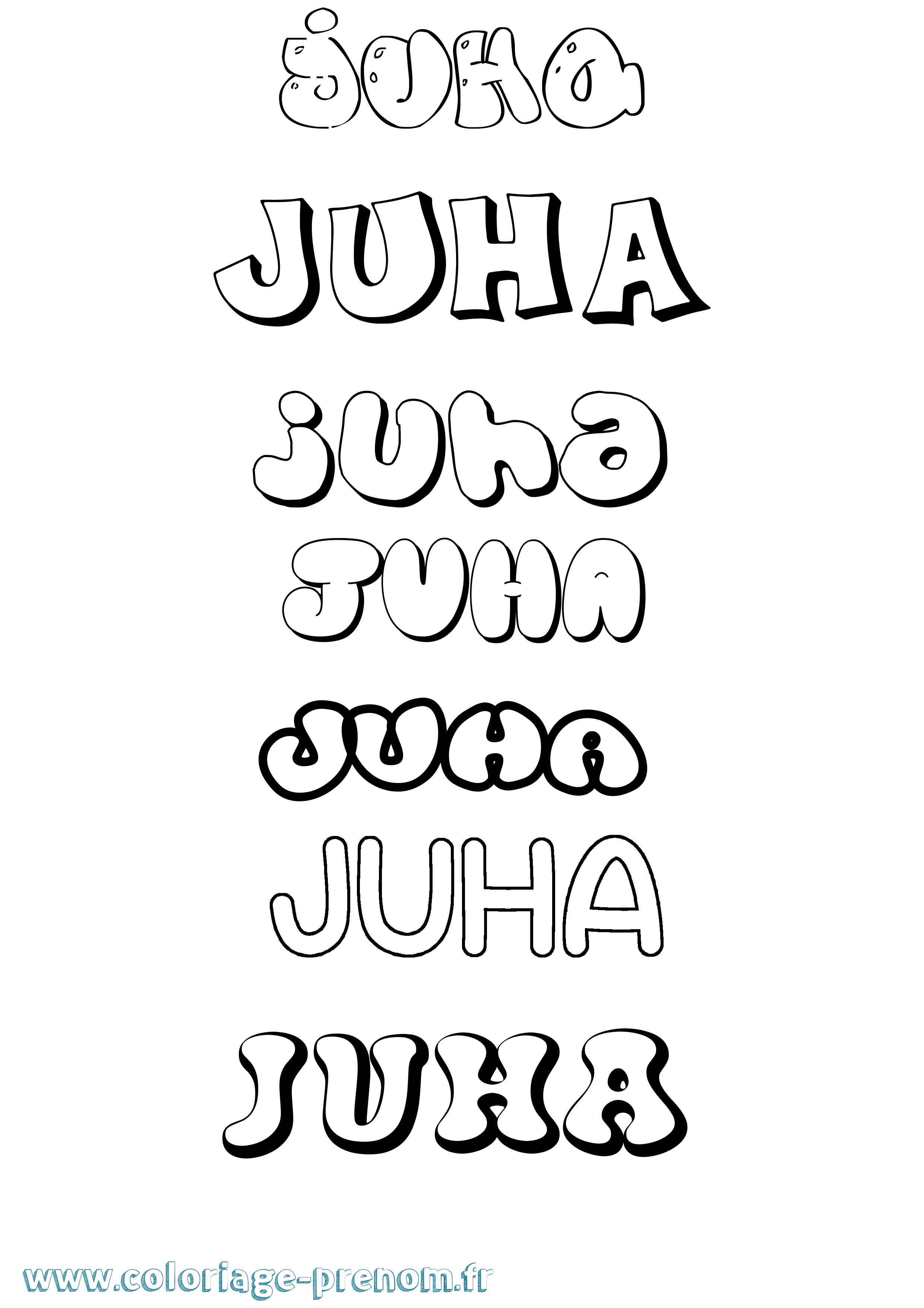 Coloriage Juha Bubble Coloriage prénom Juha Bubble
