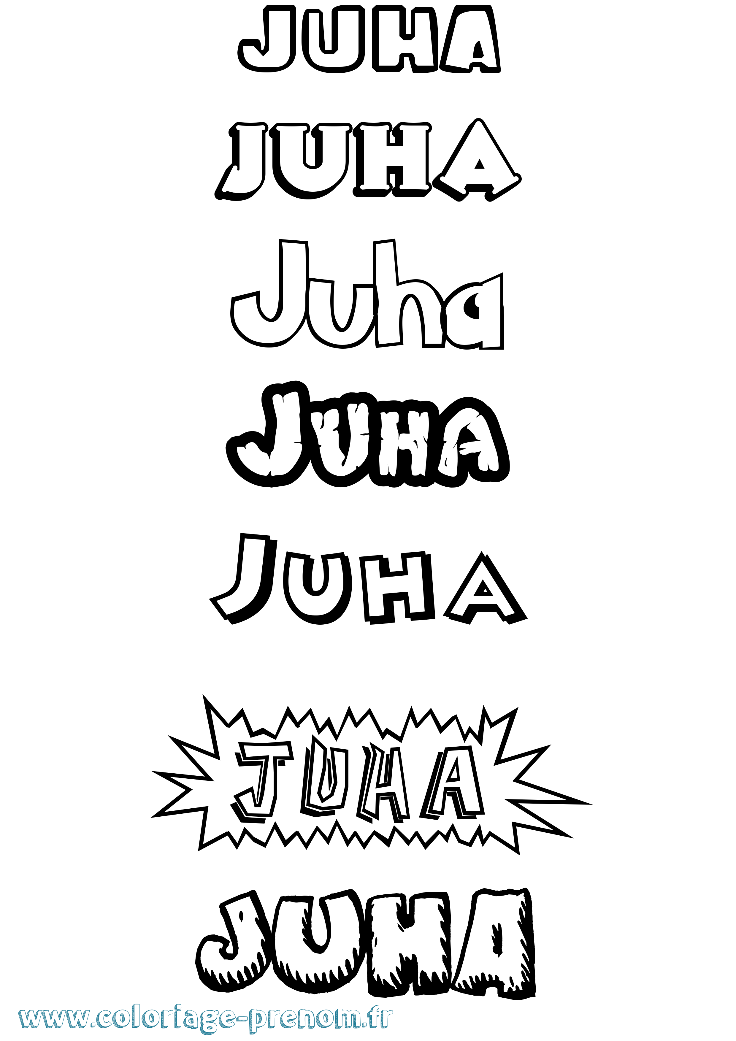 Coloriage Juha Dessin Animé Coloriage prénom Juha Dessin Animé