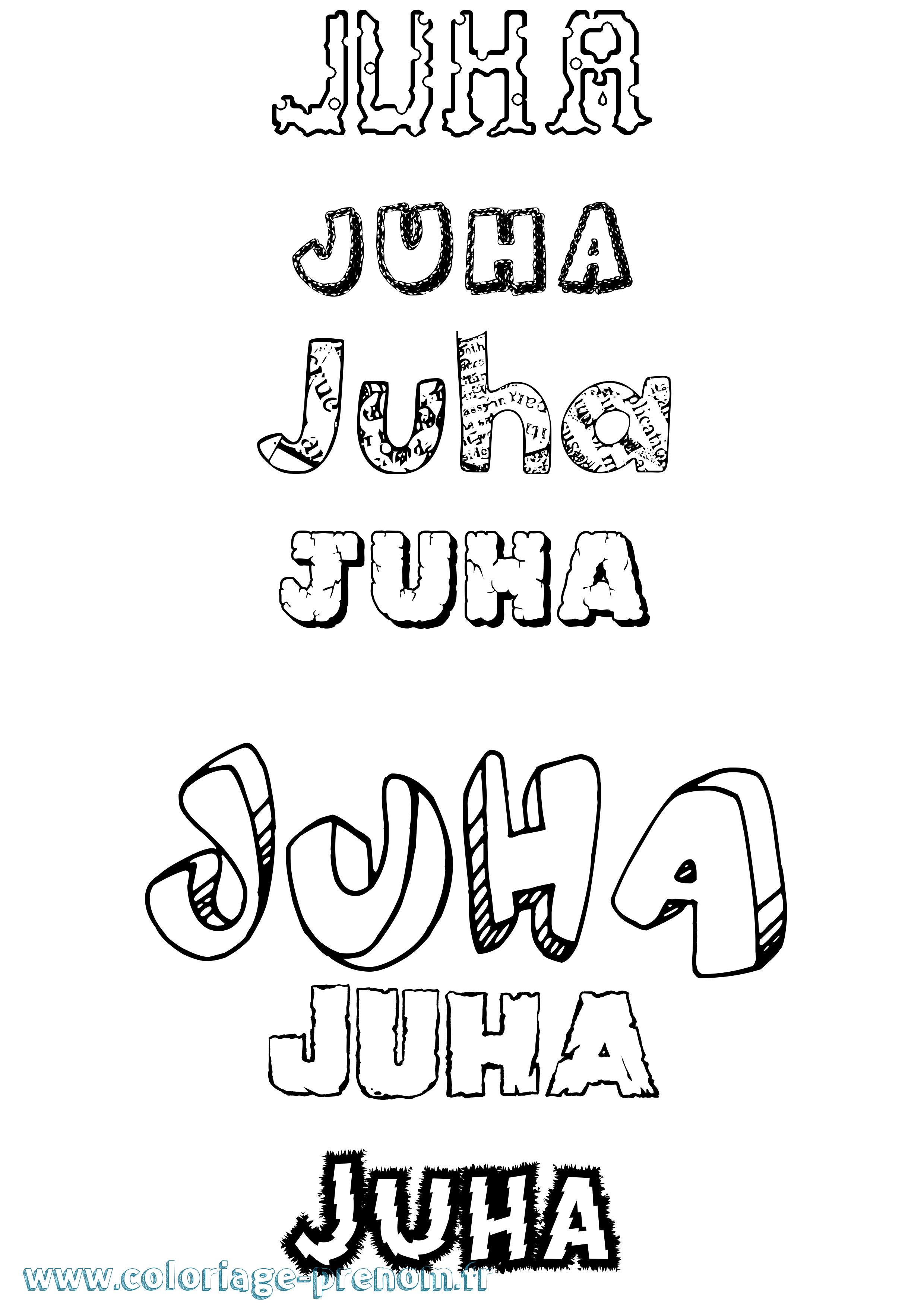Coloriage Juha Destructuré Coloriage prénom Juha Destructuré