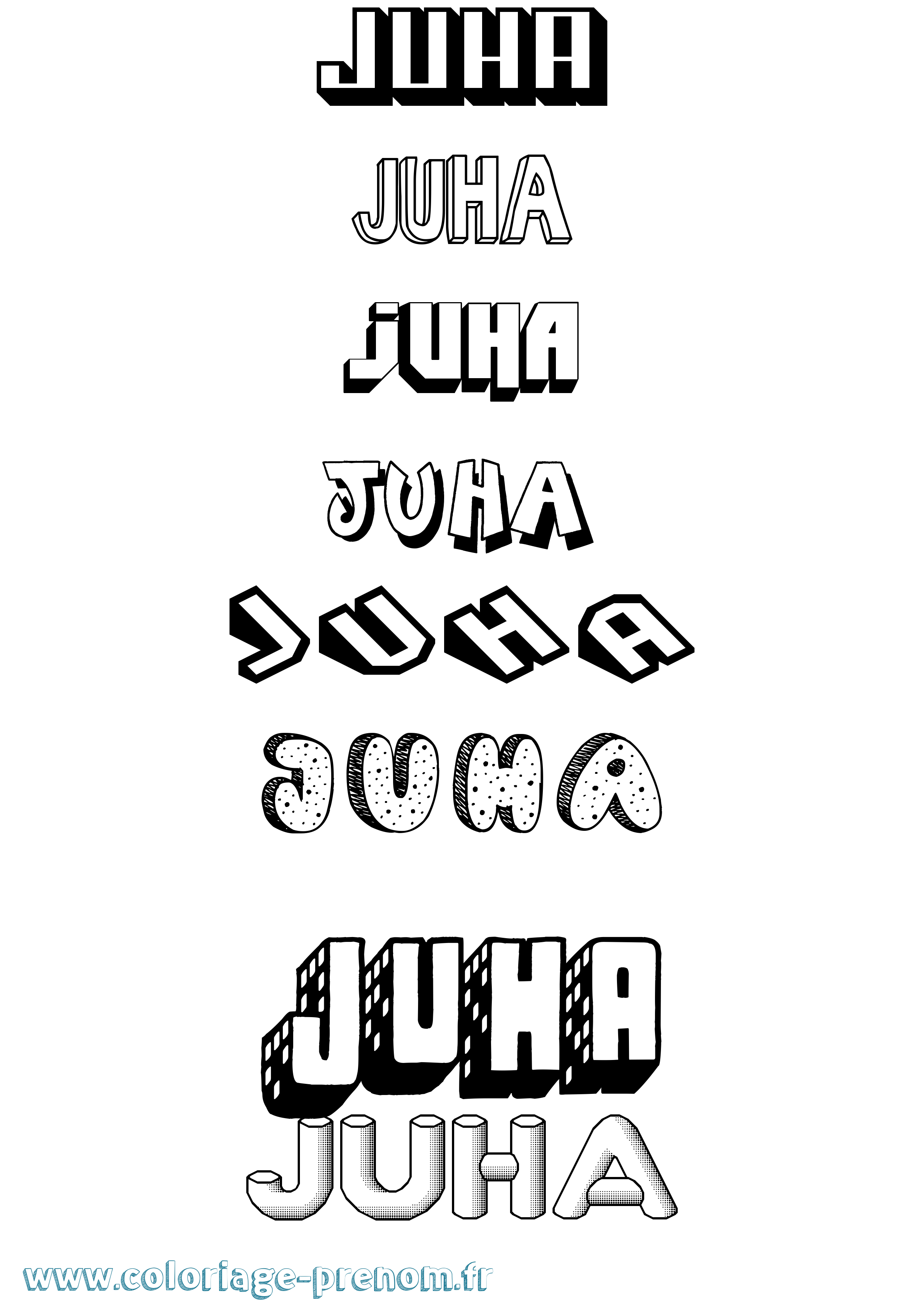 Coloriage Juha Effet 3D Coloriage prénom Juha Effet 3D