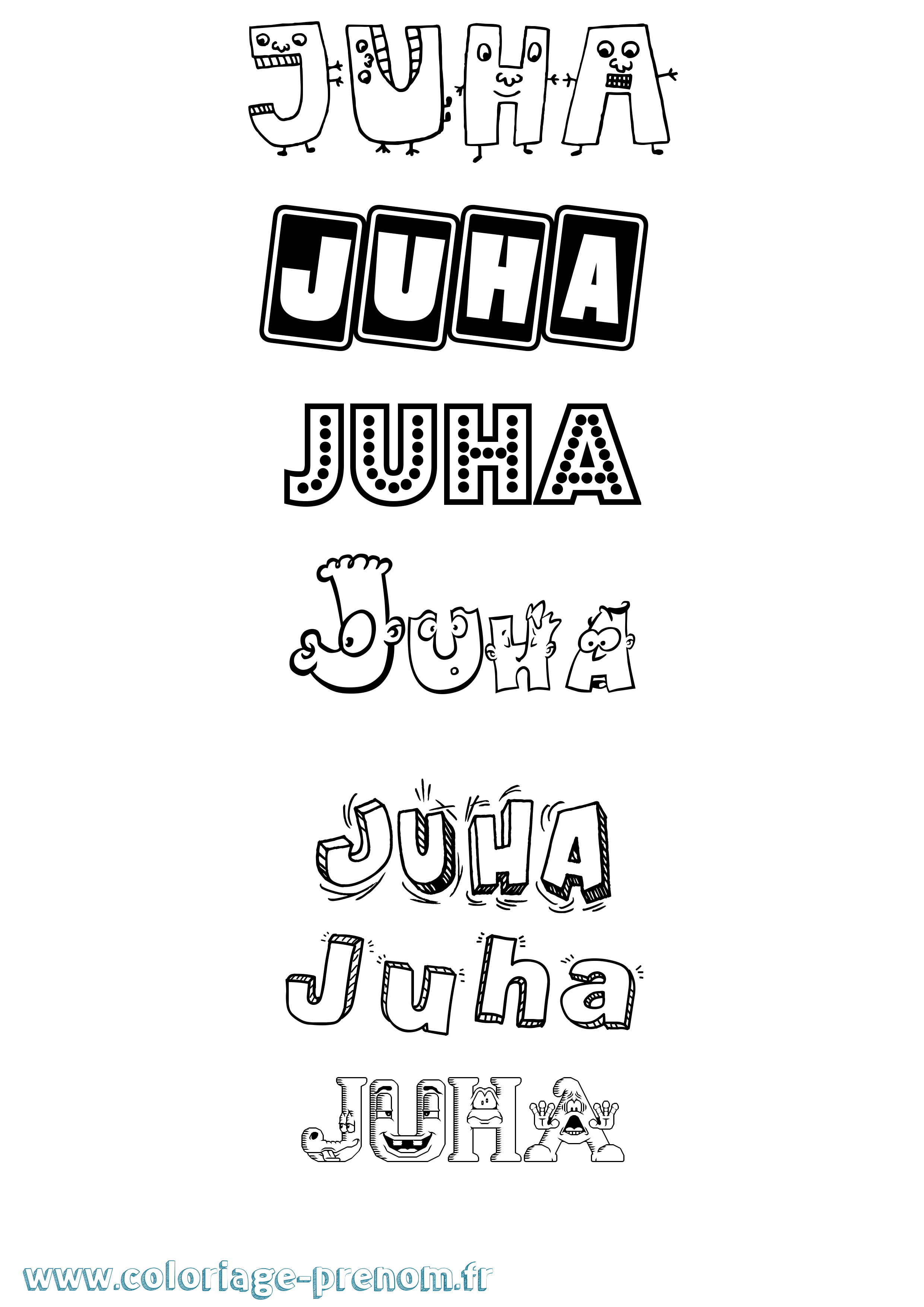 Coloriage Juha Fun Coloriage prénom Juha Fun