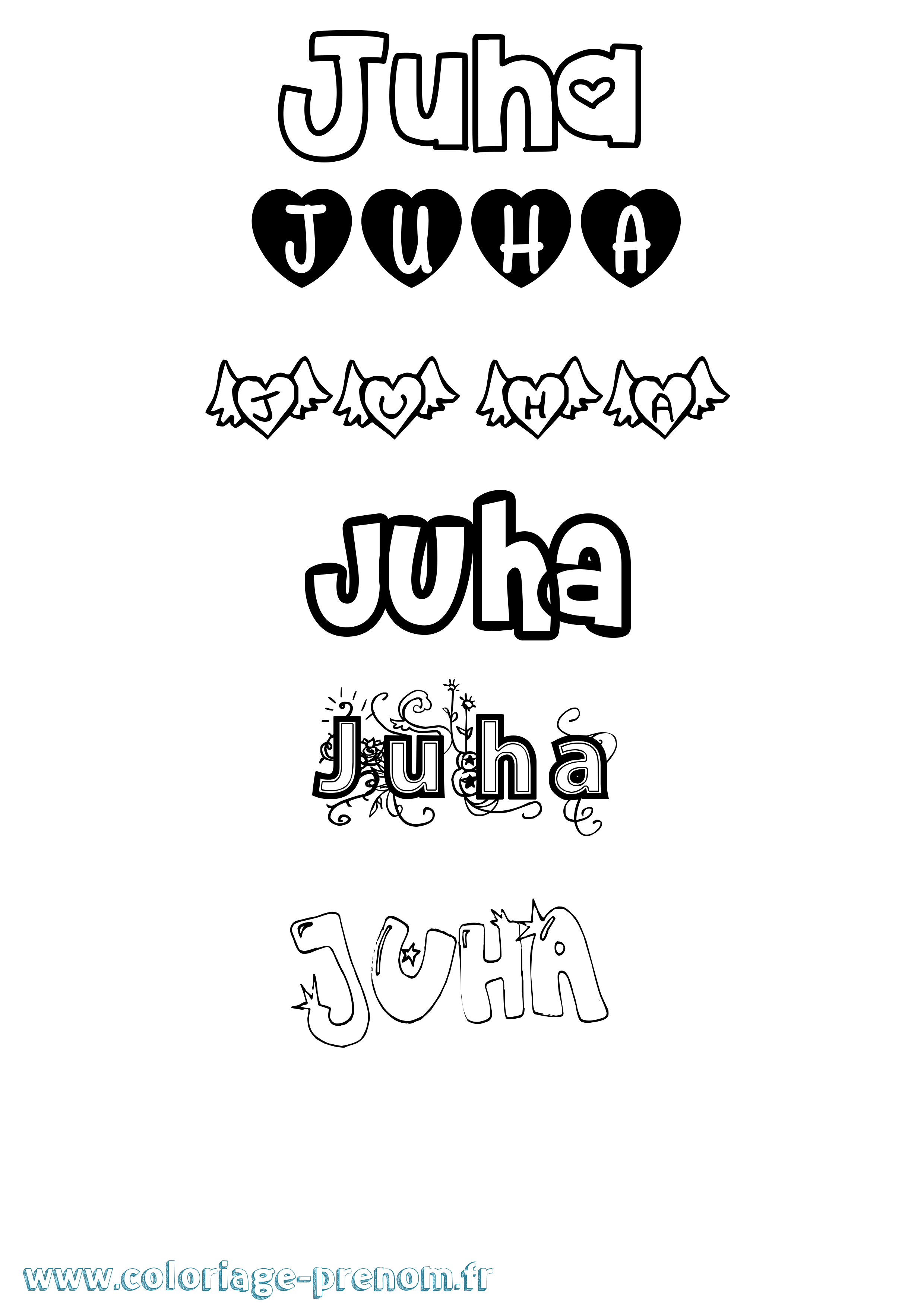 Coloriage Juha Girly Coloriage prénom Juha Girly