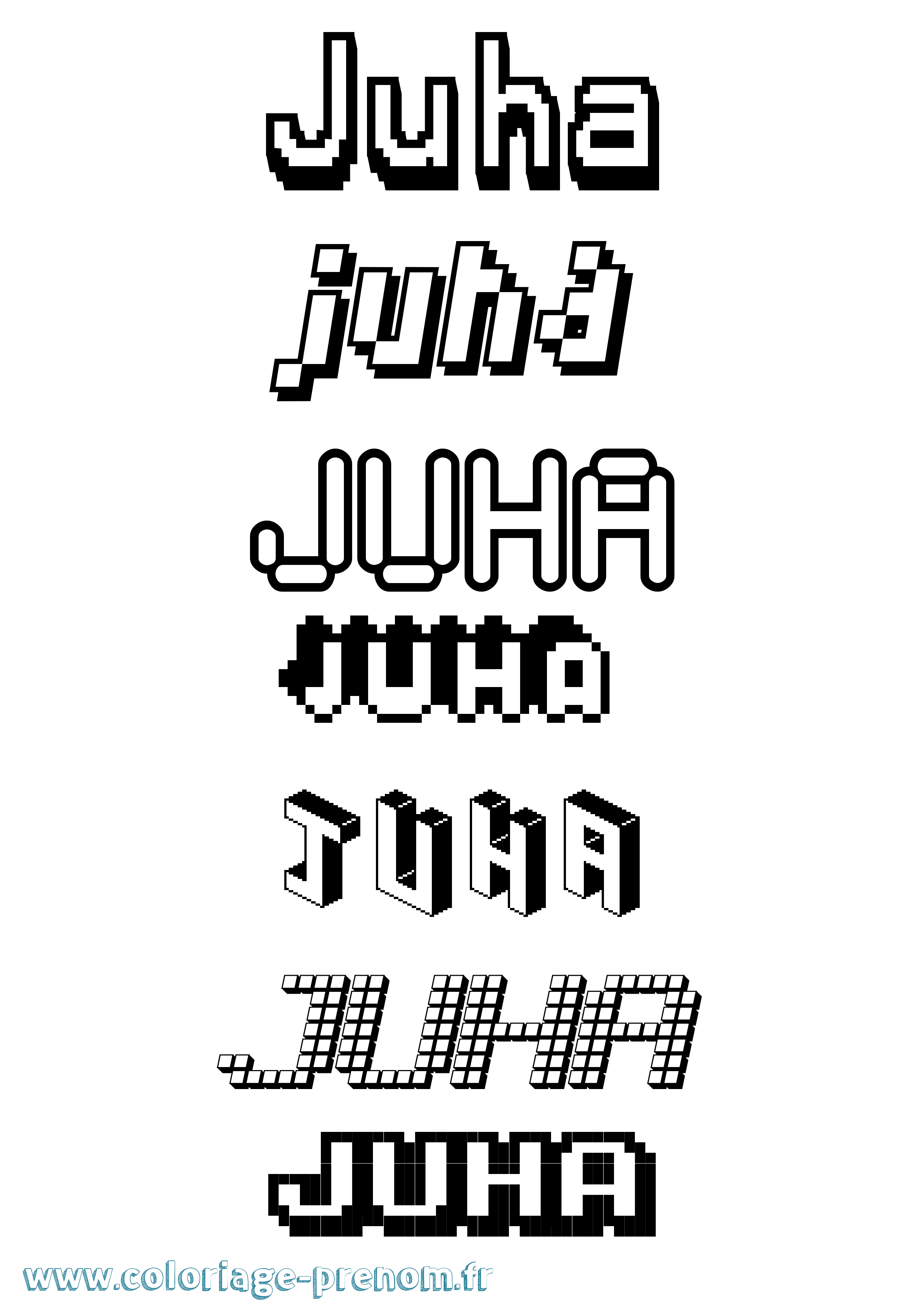 Coloriage Juha Pixel Coloriage prénom Juha Pixel