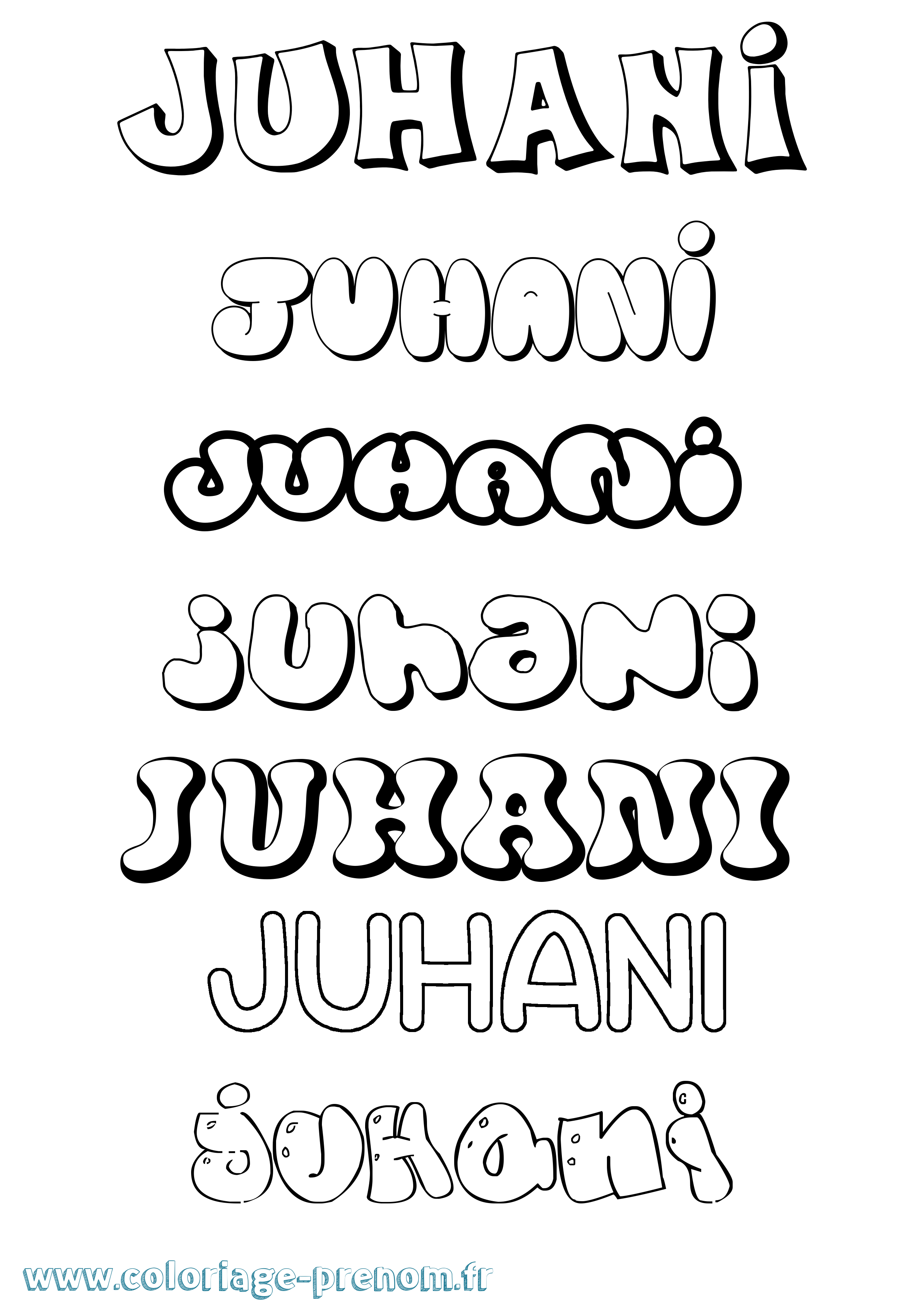 Coloriage Juhani Bubble Coloriage prénom Juhani Bubble