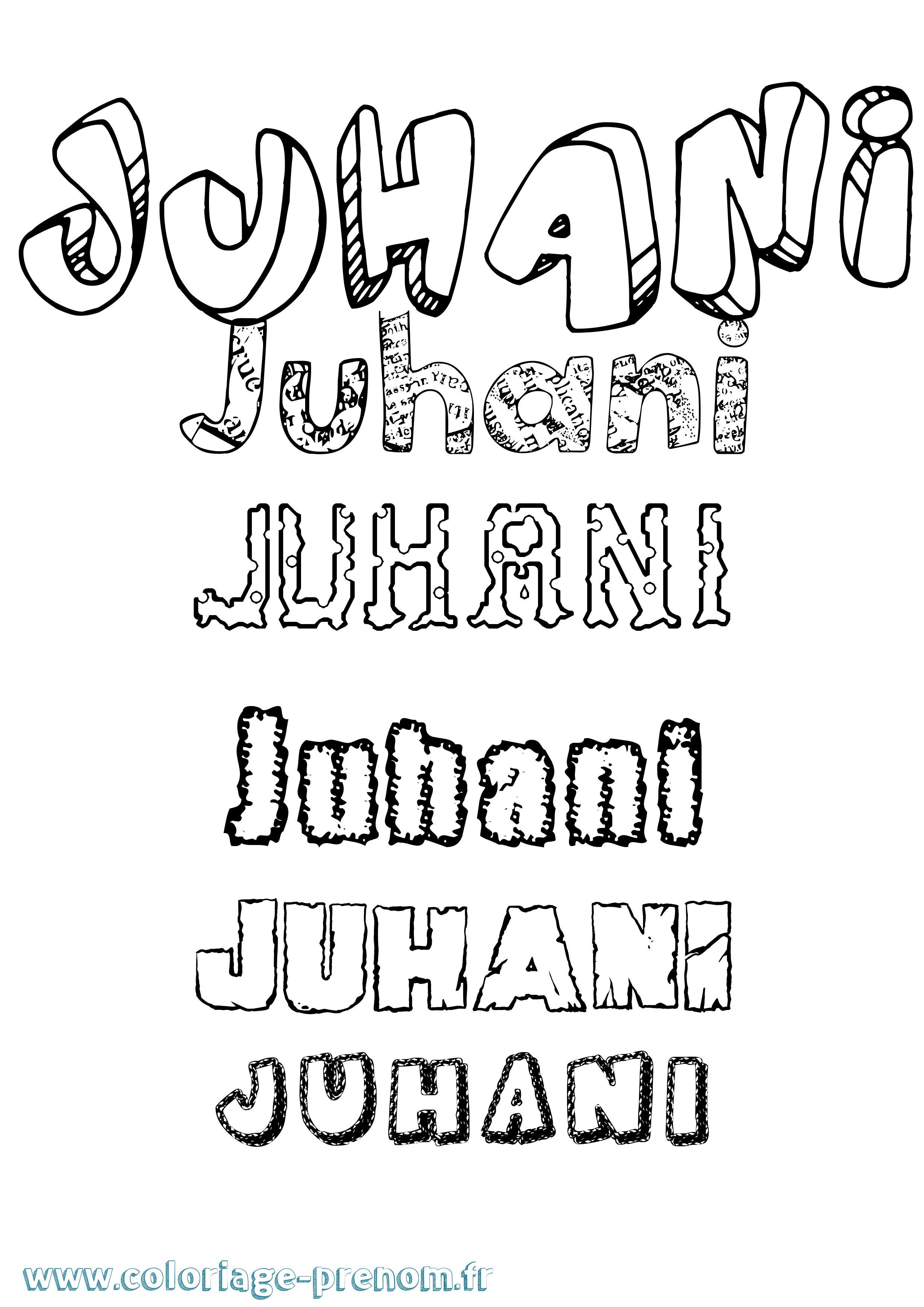 Coloriage Juhani Destructuré Coloriage prénom Juhani Destructuré