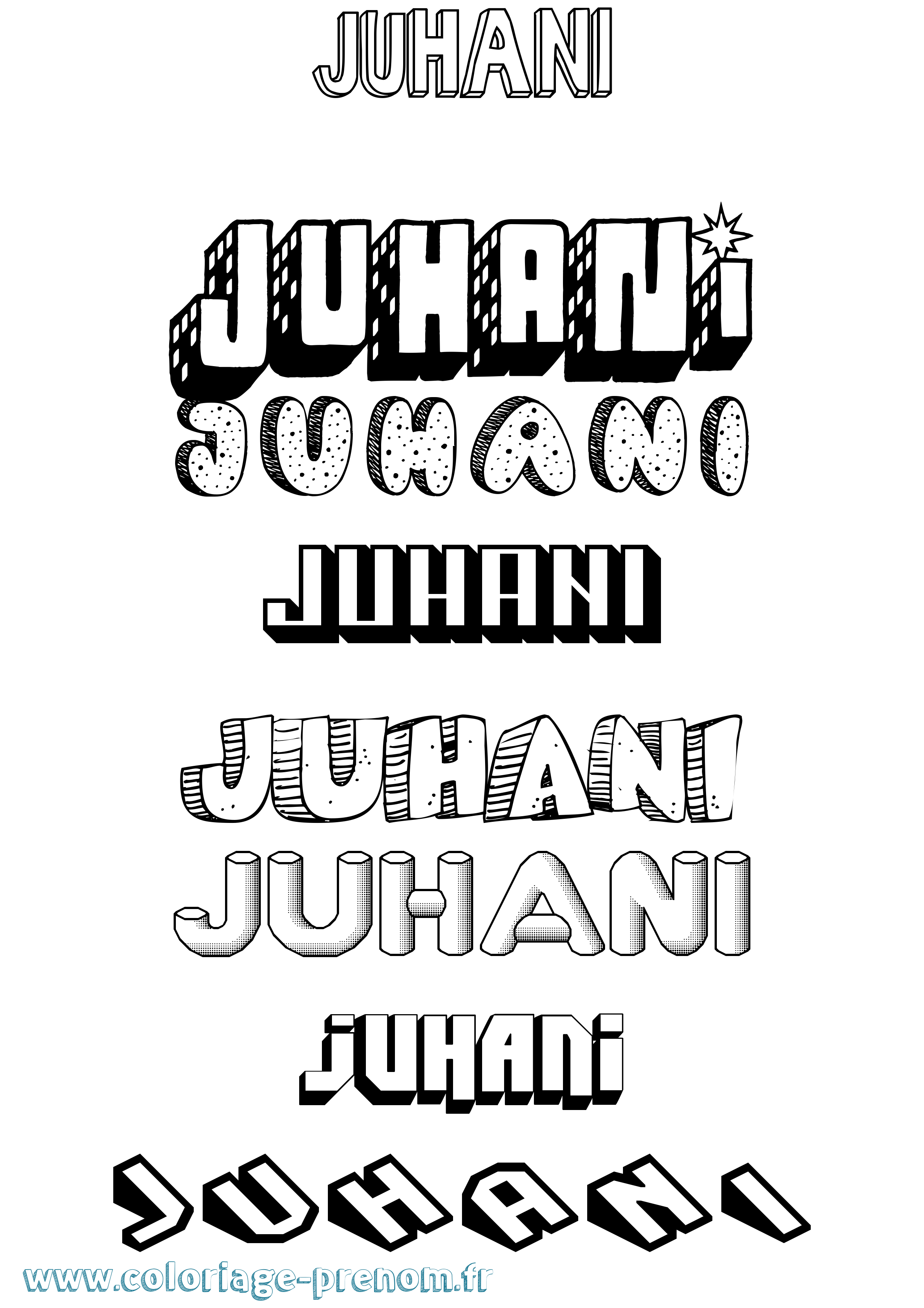 Coloriage Juhani Effet 3D Coloriage prénom Juhani Effet 3D