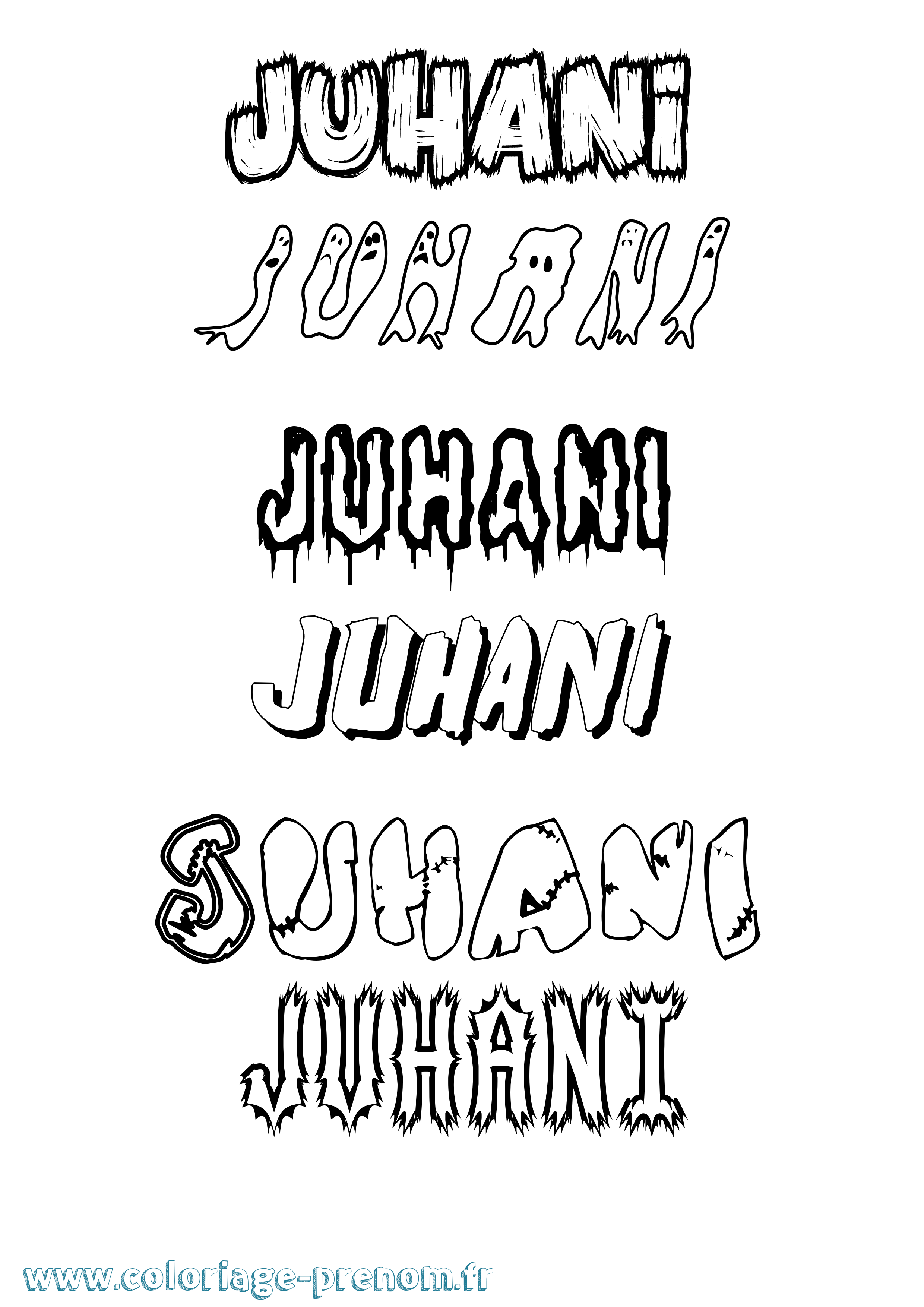 Coloriage Juhani Frisson Coloriage prénom Juhani Frisson