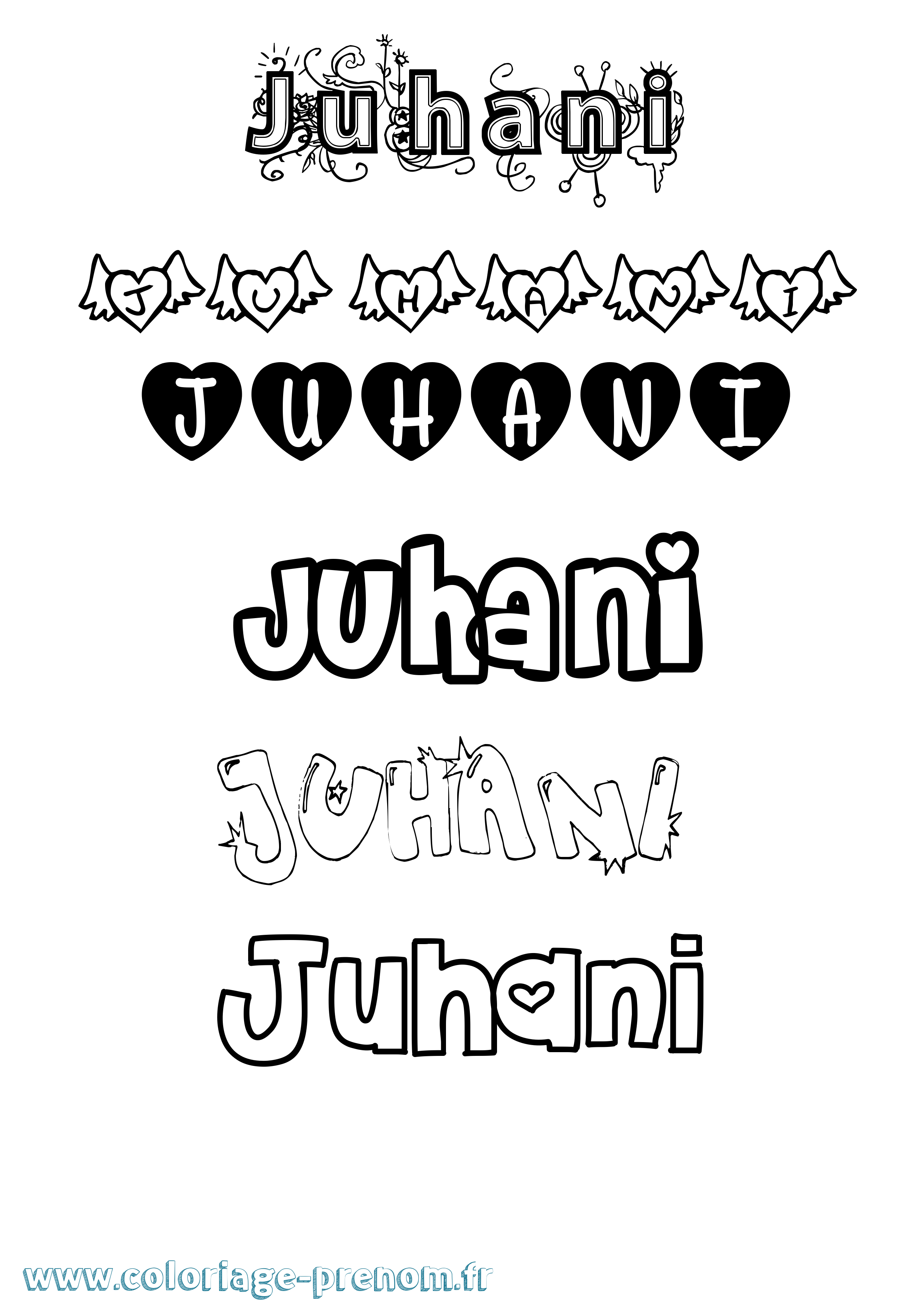 Coloriage Juhani Girly Coloriage prénom Juhani Girly