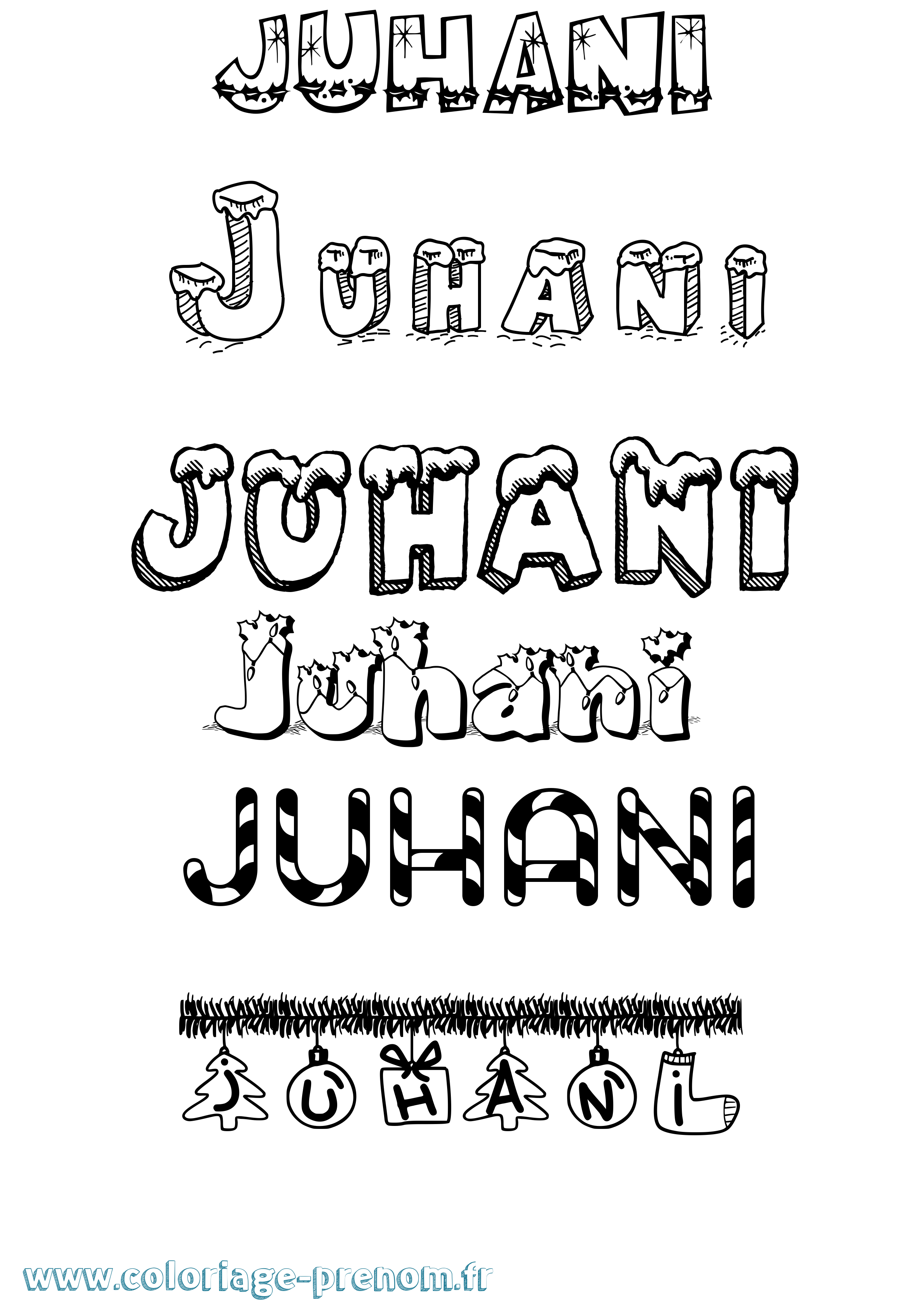 Coloriage Juhani Noël Coloriage prénom Juhani Noël