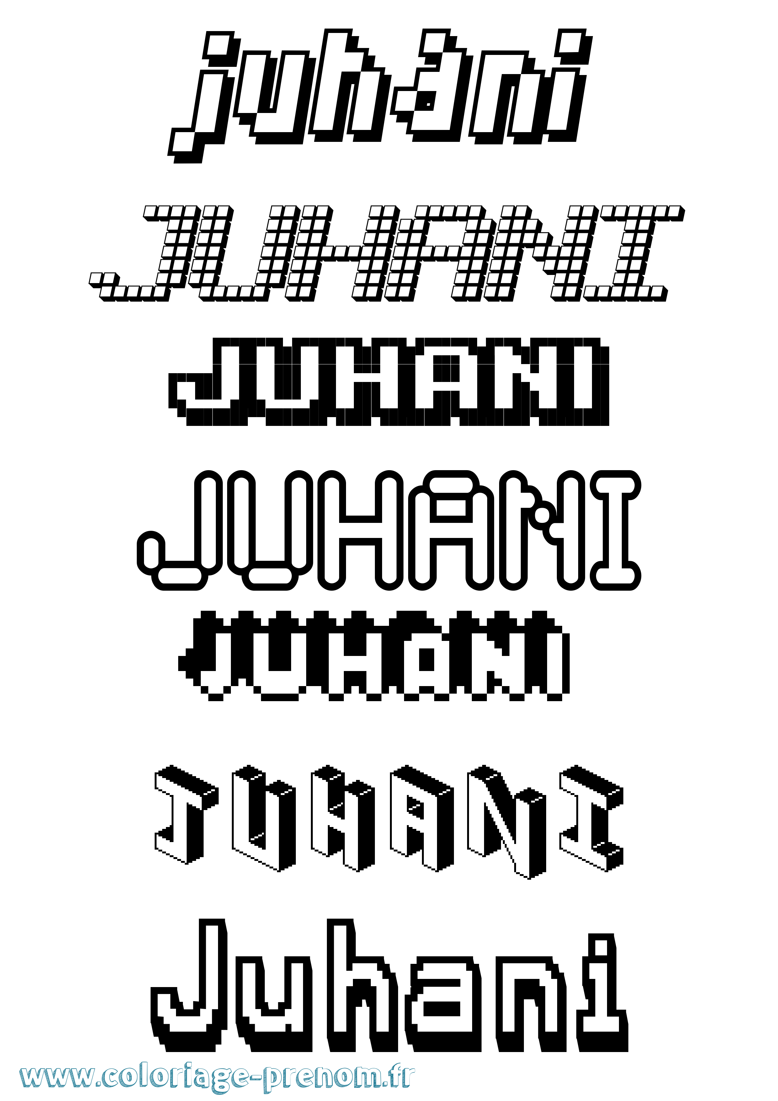 Coloriage Juhani Pixel Coloriage prénom Juhani Pixel