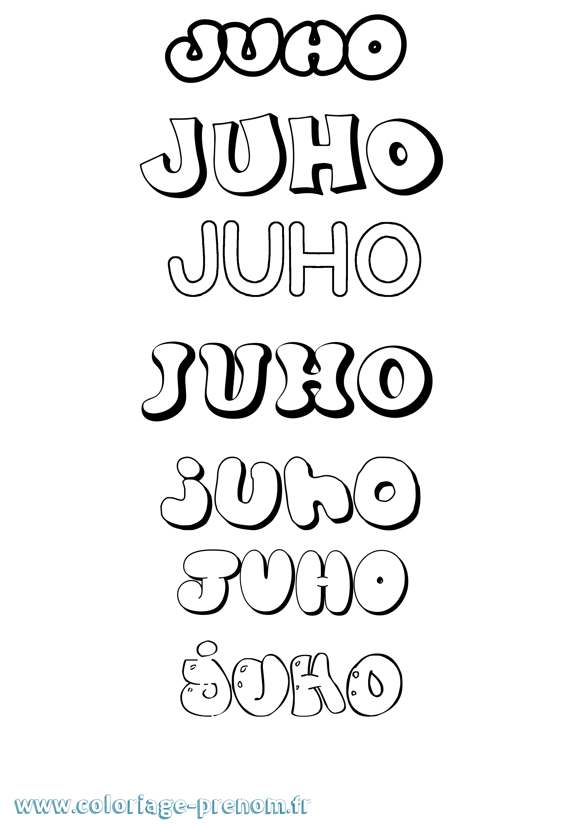 Coloriage Juho Bubble Coloriage prénom Juho Bubble