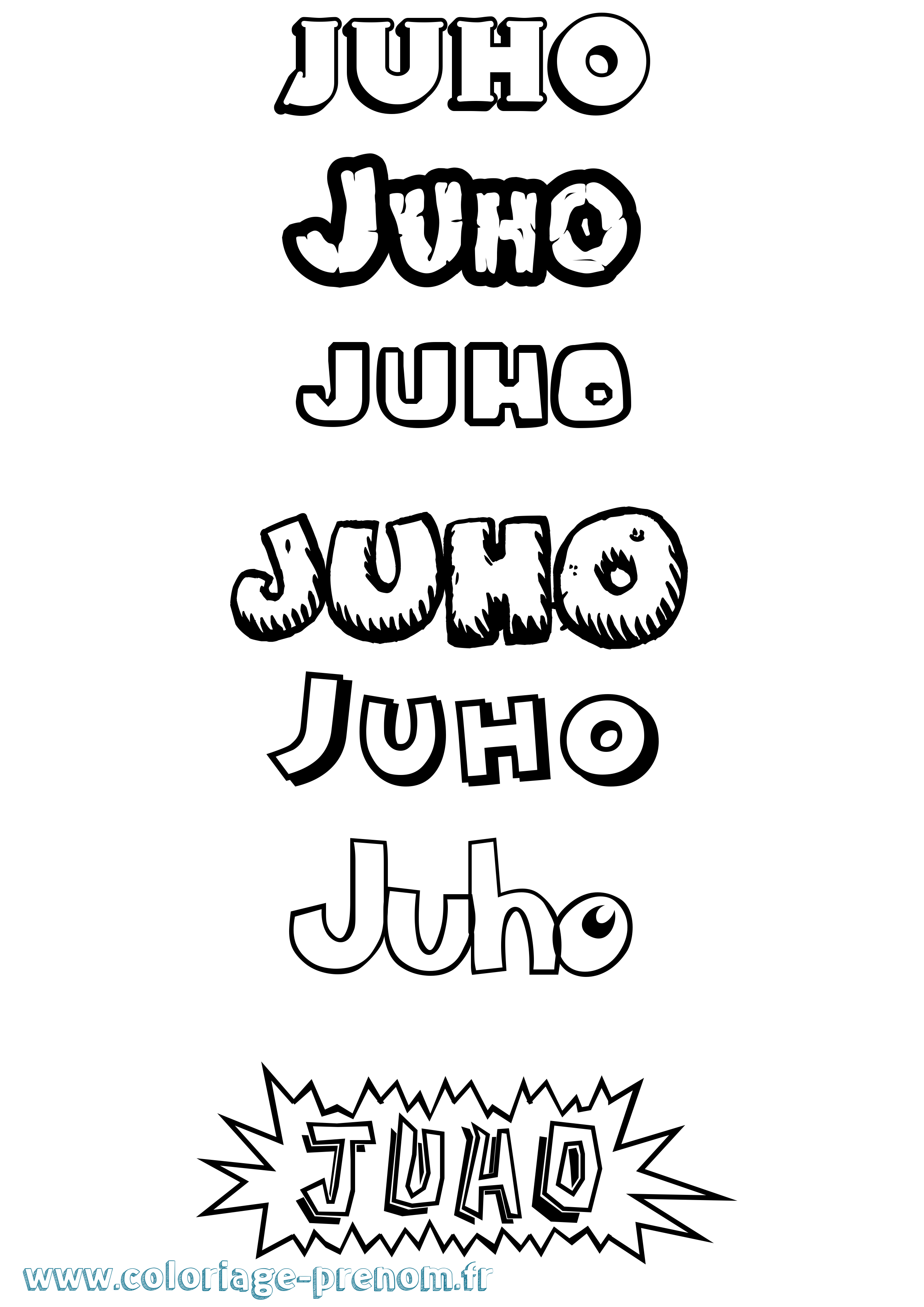 Coloriage Juho Dessin Animé Coloriage prénom Juho Dessin Animé