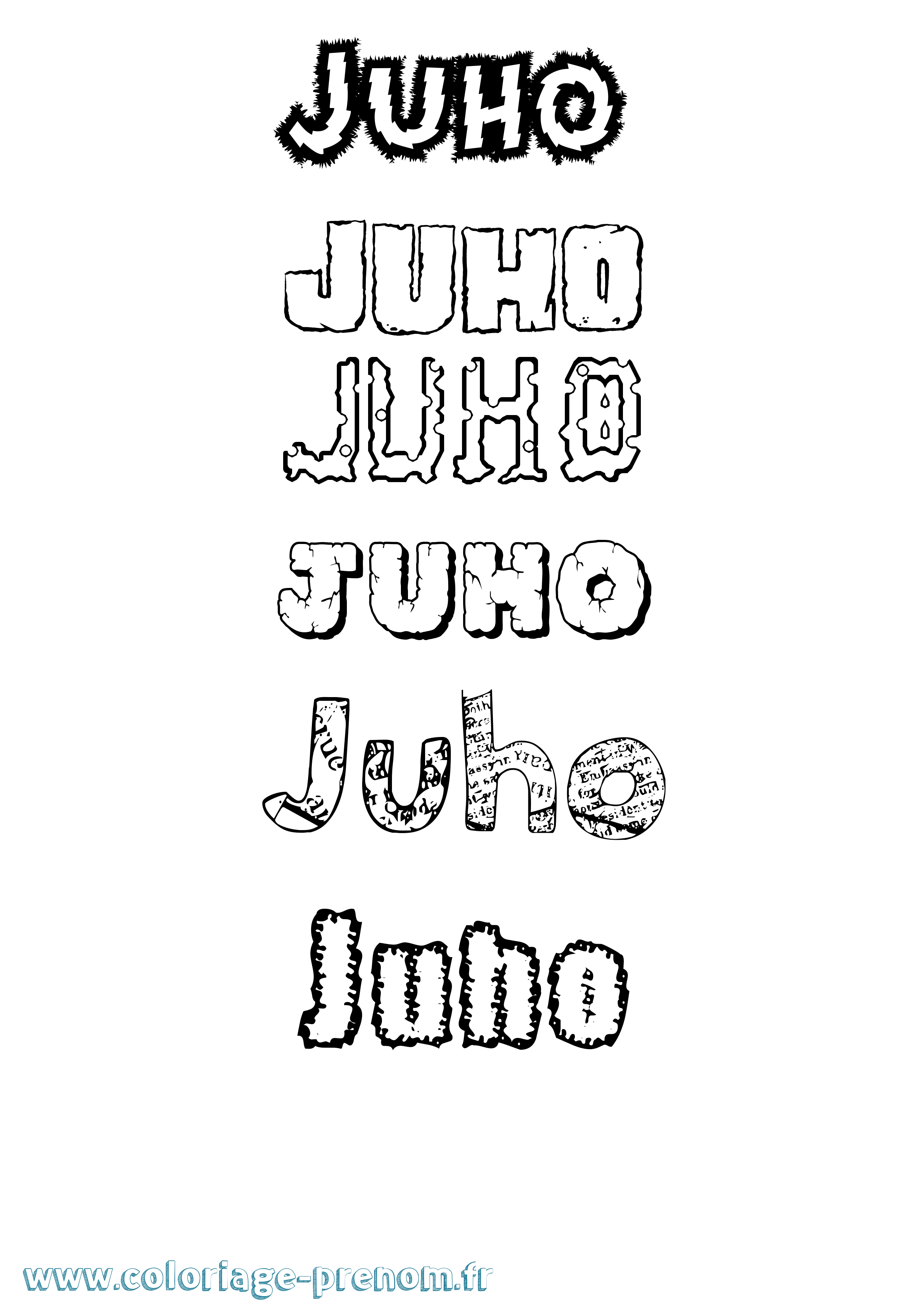 Coloriage Juho Destructuré Coloriage prénom Juho Destructuré