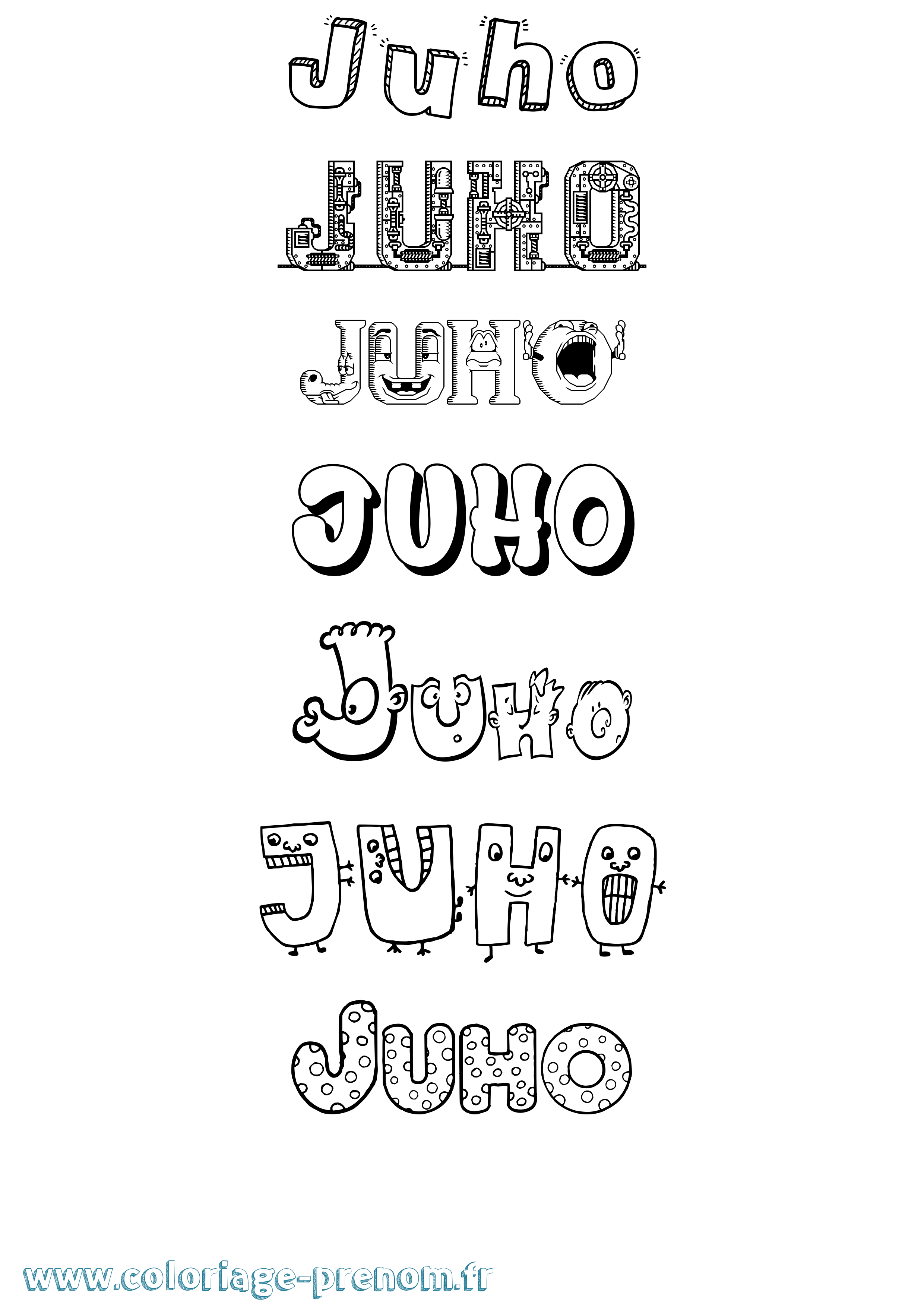 Coloriage Juho Fun Coloriage prénom Juho Fun