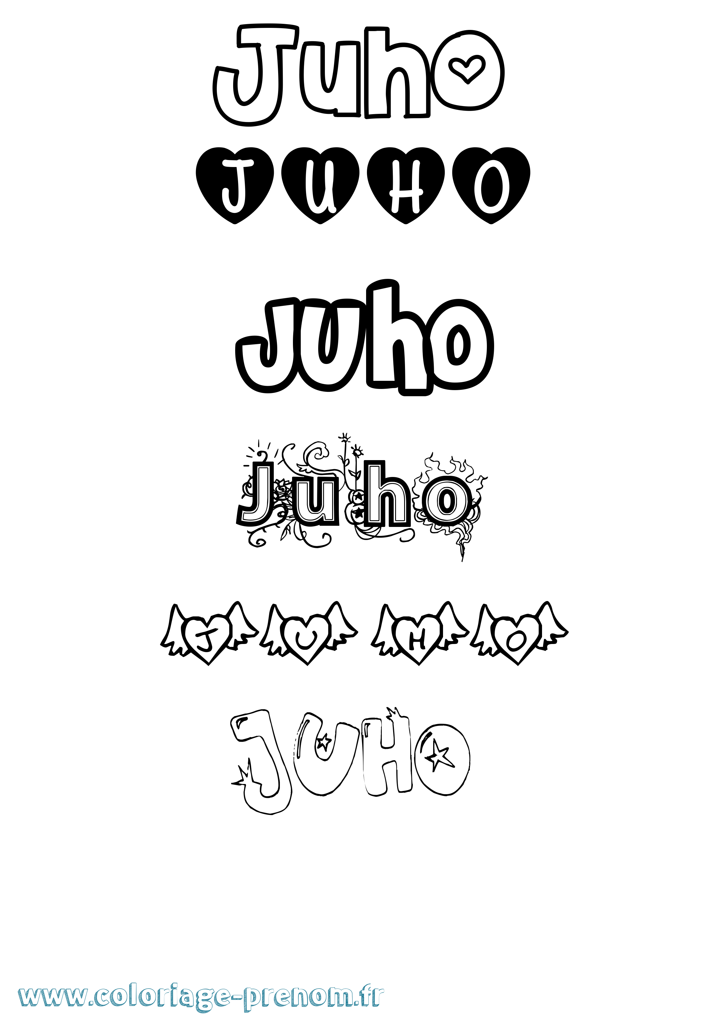 Coloriage Juho Girly Coloriage prénom Juho Girly