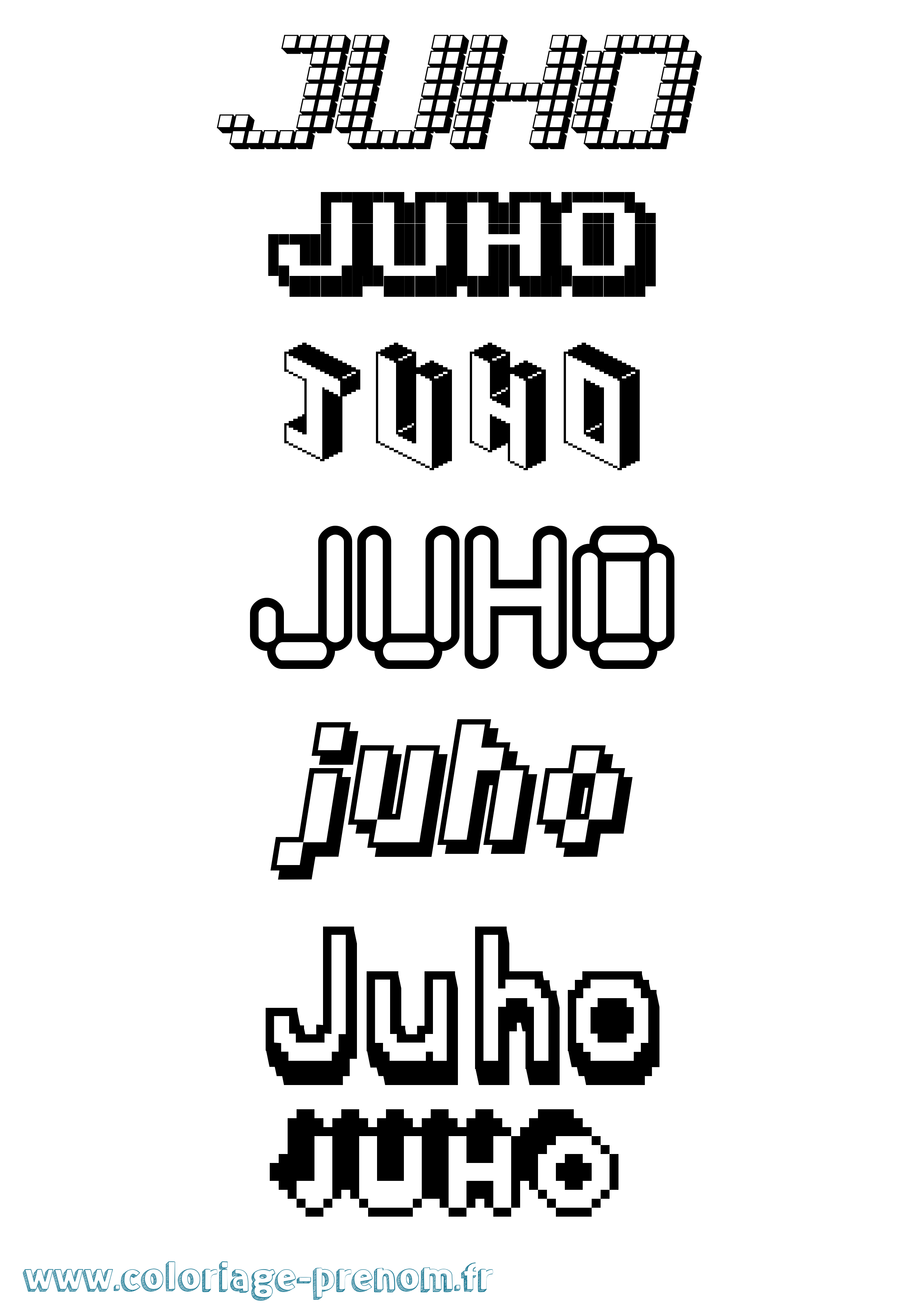 Coloriage Juho Pixel Coloriage prénom Juho Pixel