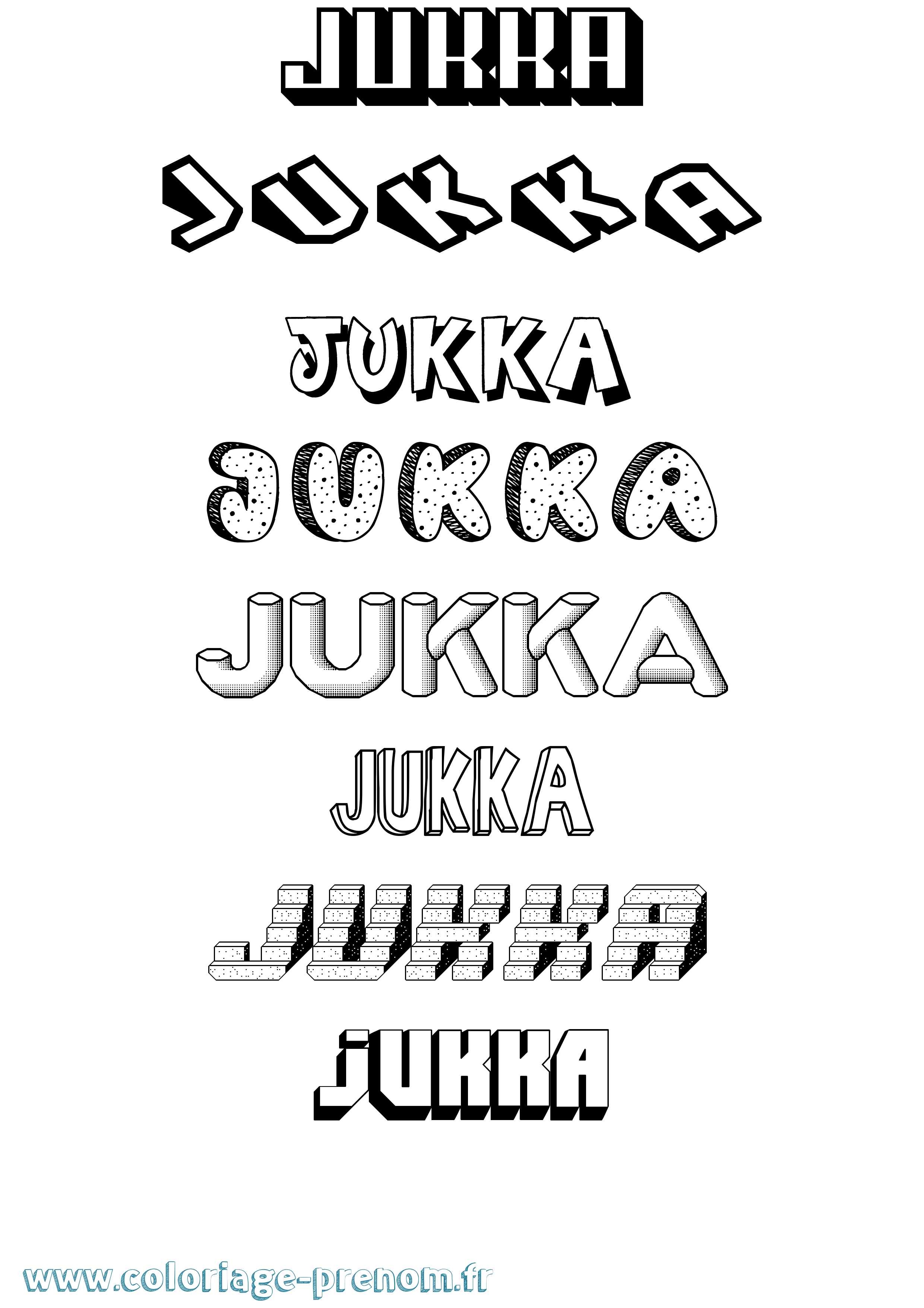 Coloriage Jukka Effet 3D Coloriage prénom Jukka Effet 3D