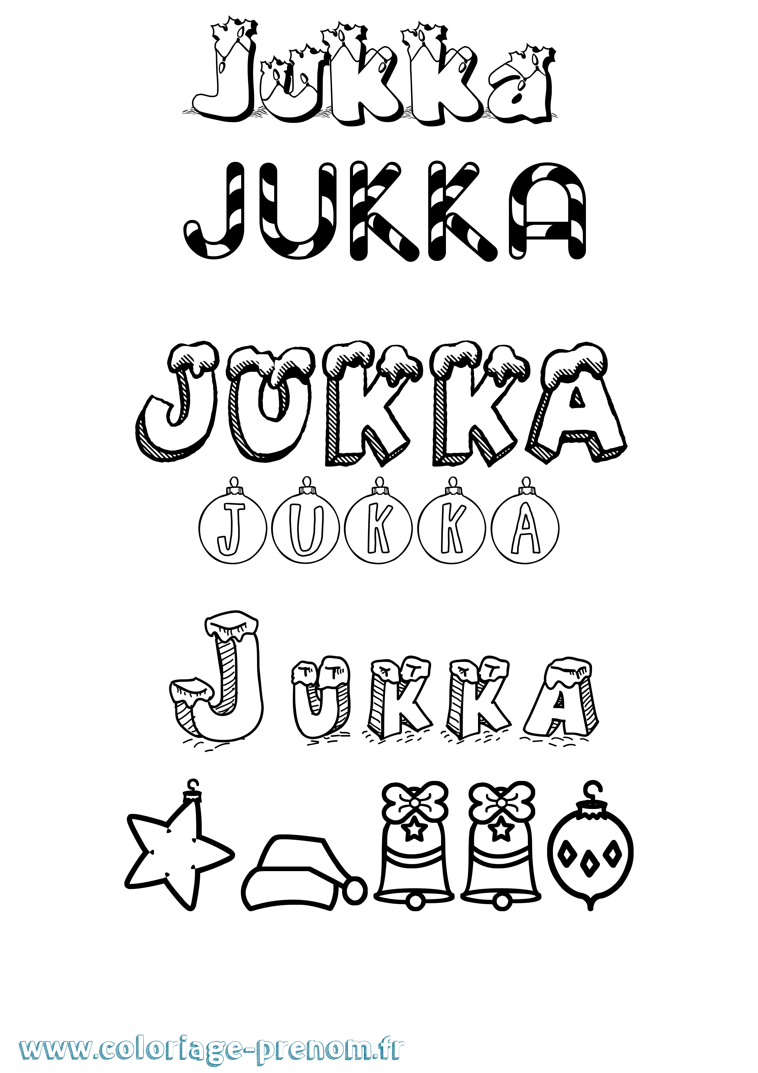 Coloriage Jukka Noël Coloriage prénom Jukka Noël