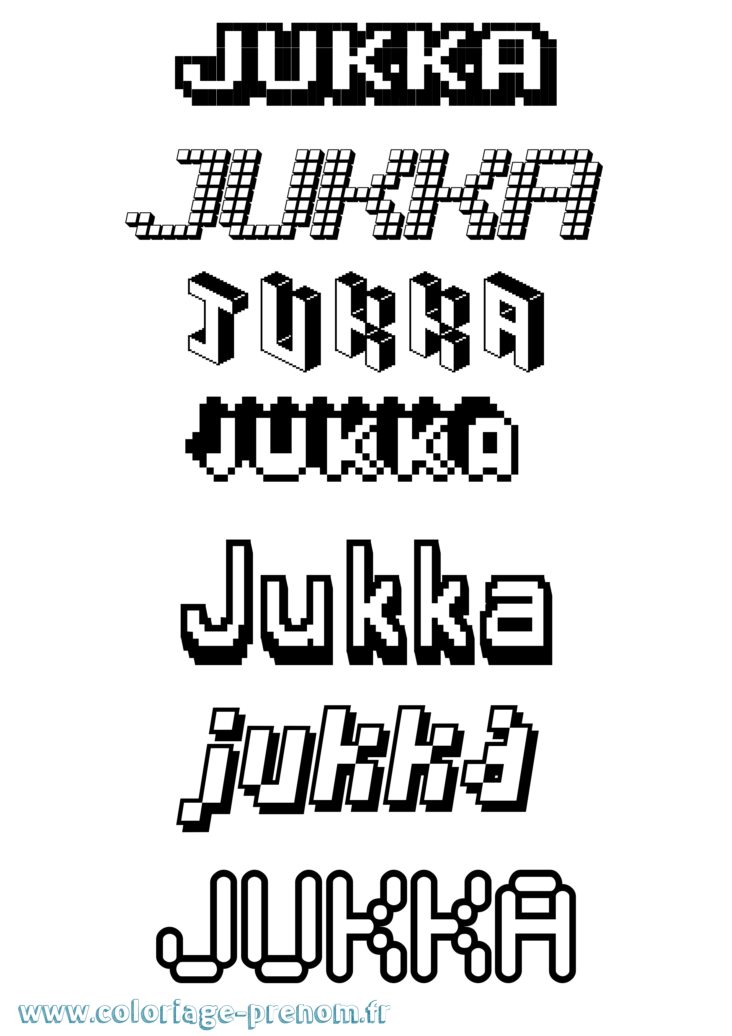 Coloriage Jukka Pixel Coloriage prénom Jukka Pixel
