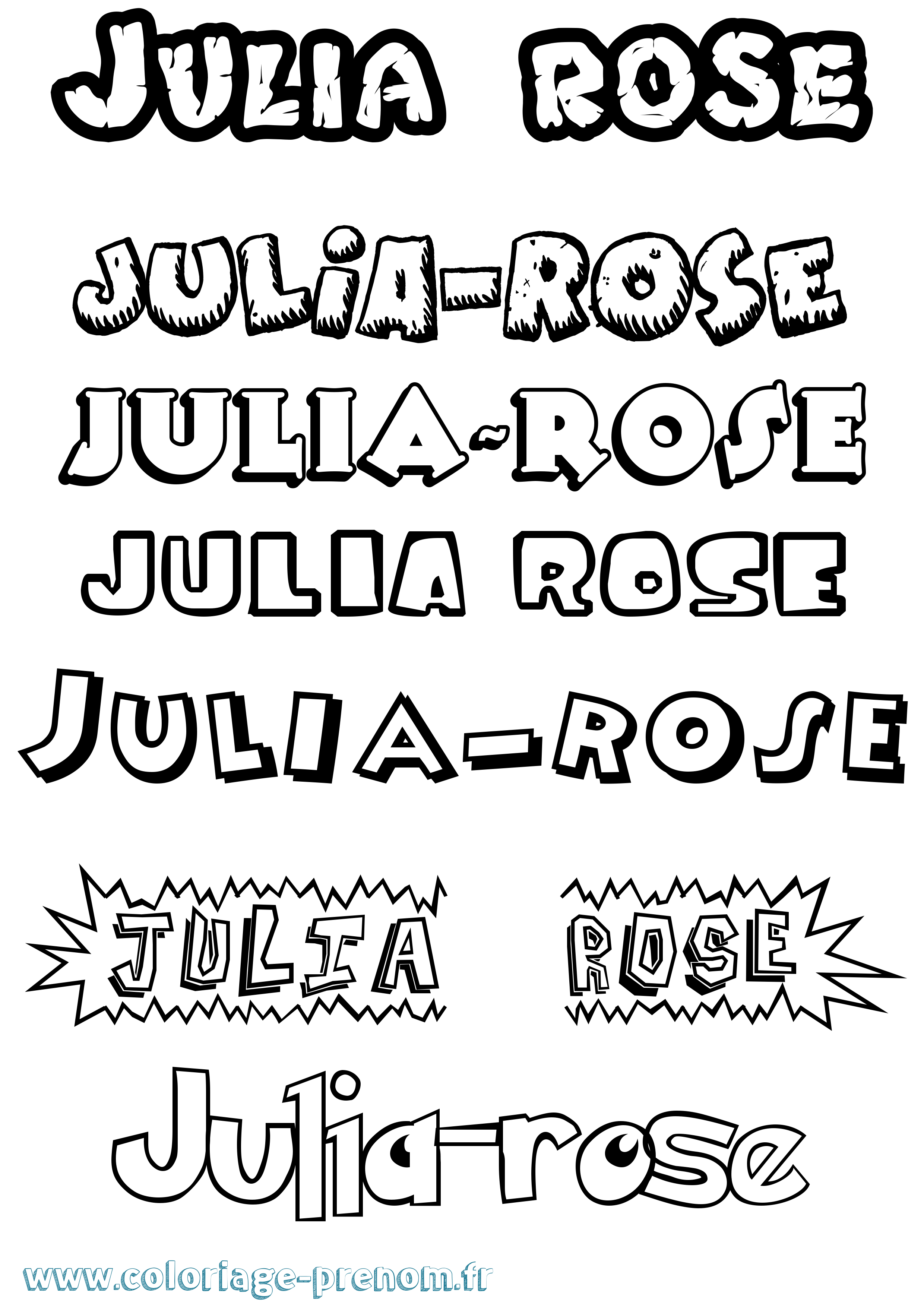 Coloriage Julia-Rose Dessin Animé Coloriage prénom Julia-Rose Dessin Animé