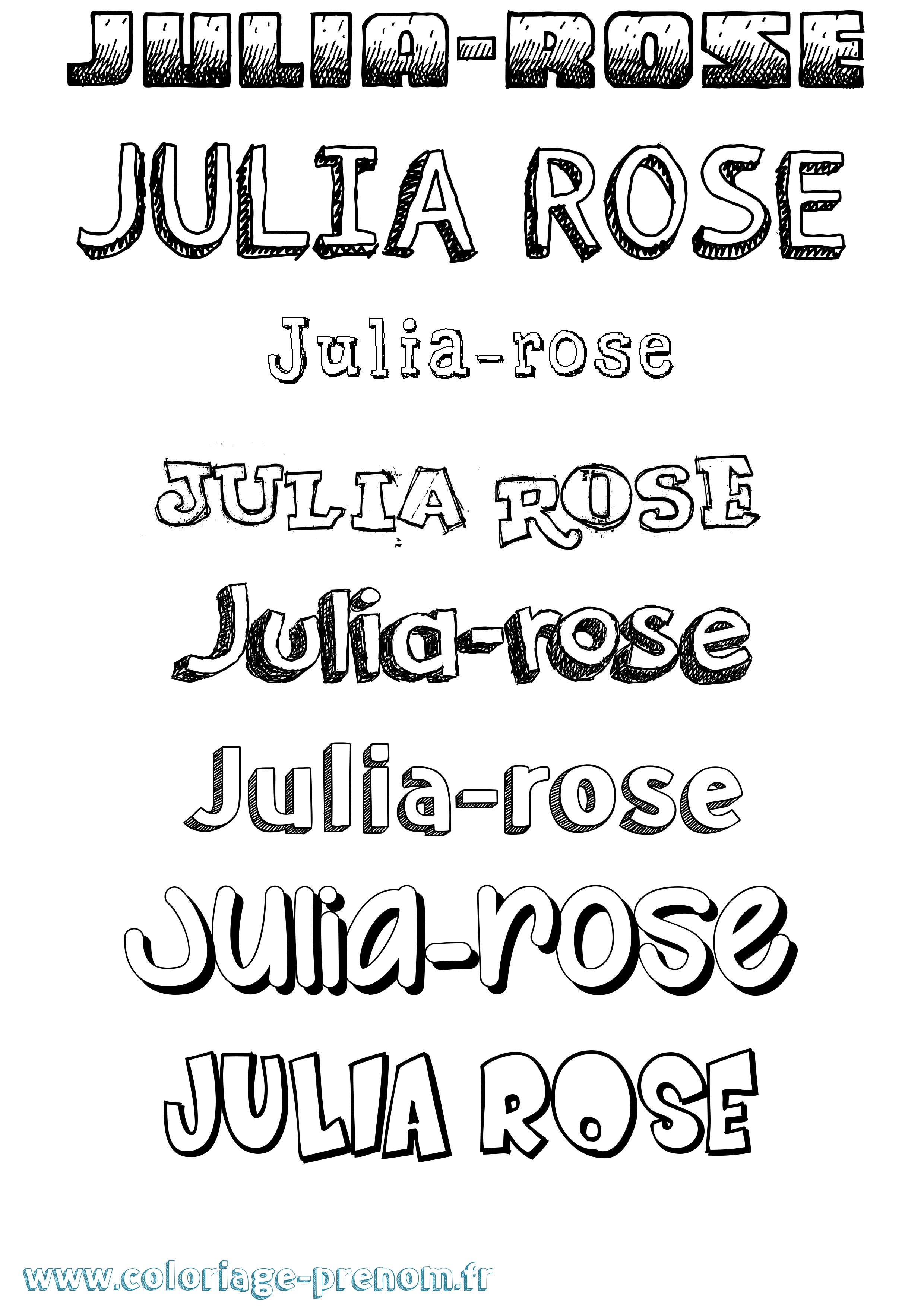 Coloriage Julia-Rose Dessiné Coloriage prénom Julia-Rose Dessiné