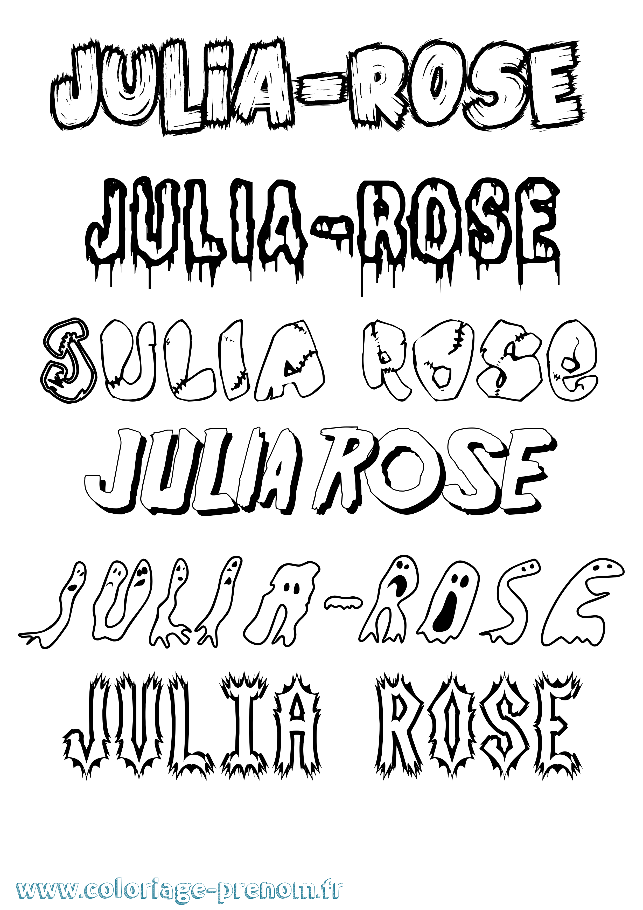 Coloriage Julia-Rose Frisson Coloriage prénom Julia-Rose Frisson