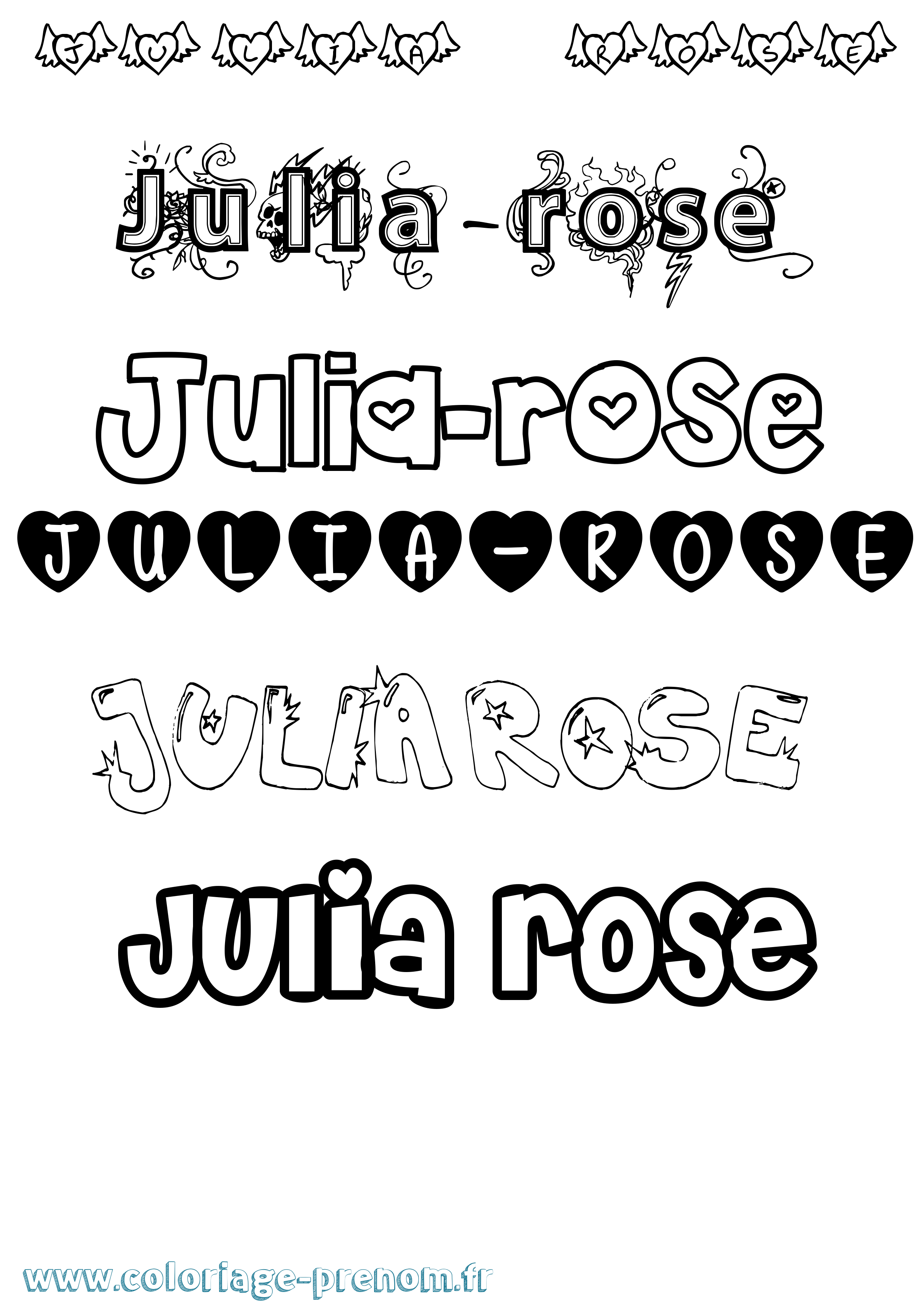 Coloriage Julia-Rose Girly Coloriage prénom Julia-Rose Girly