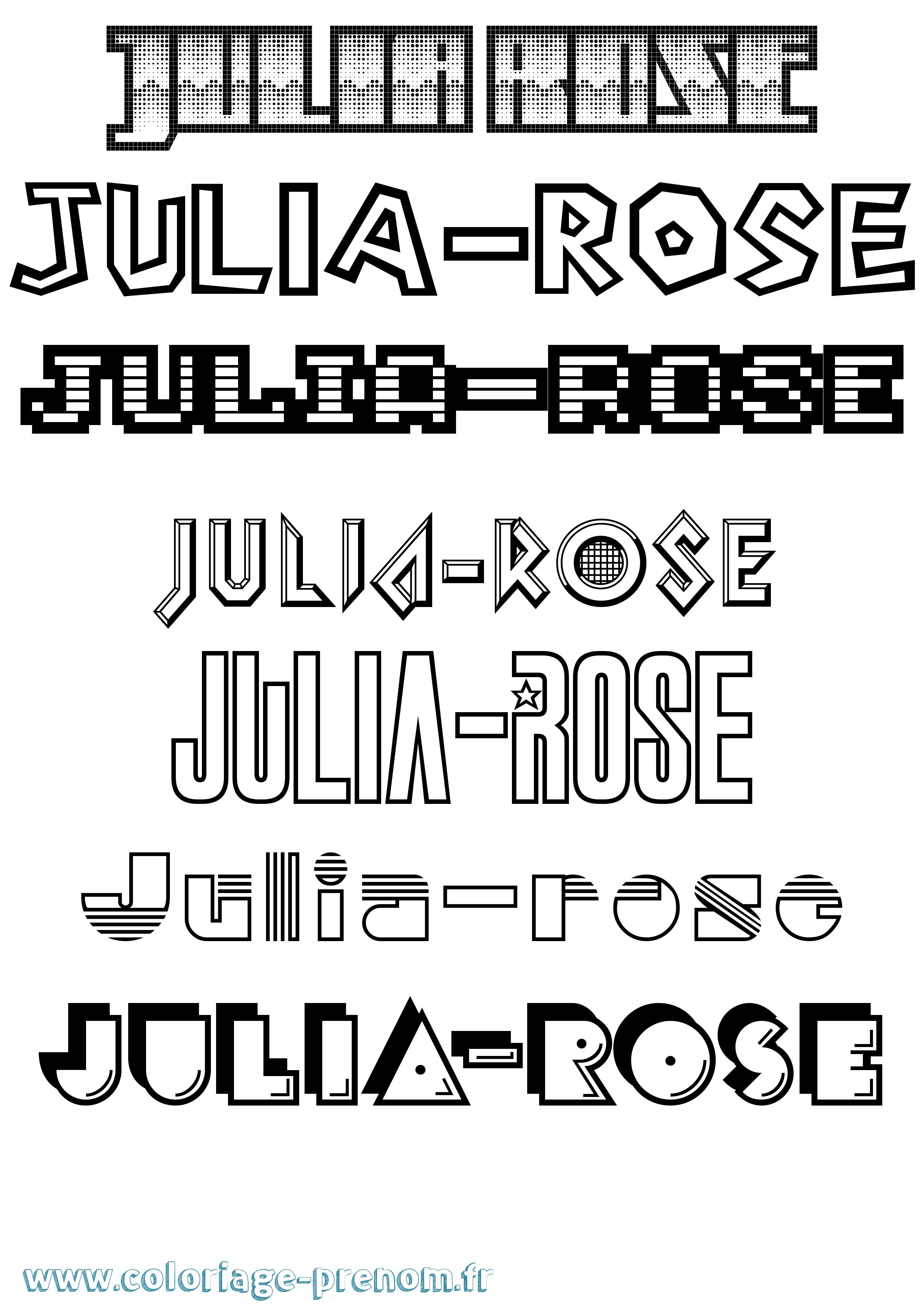 Coloriage Julia-Rose Jeux Vidéos Coloriage prénom Julia-Rose Jeux Vidéos
